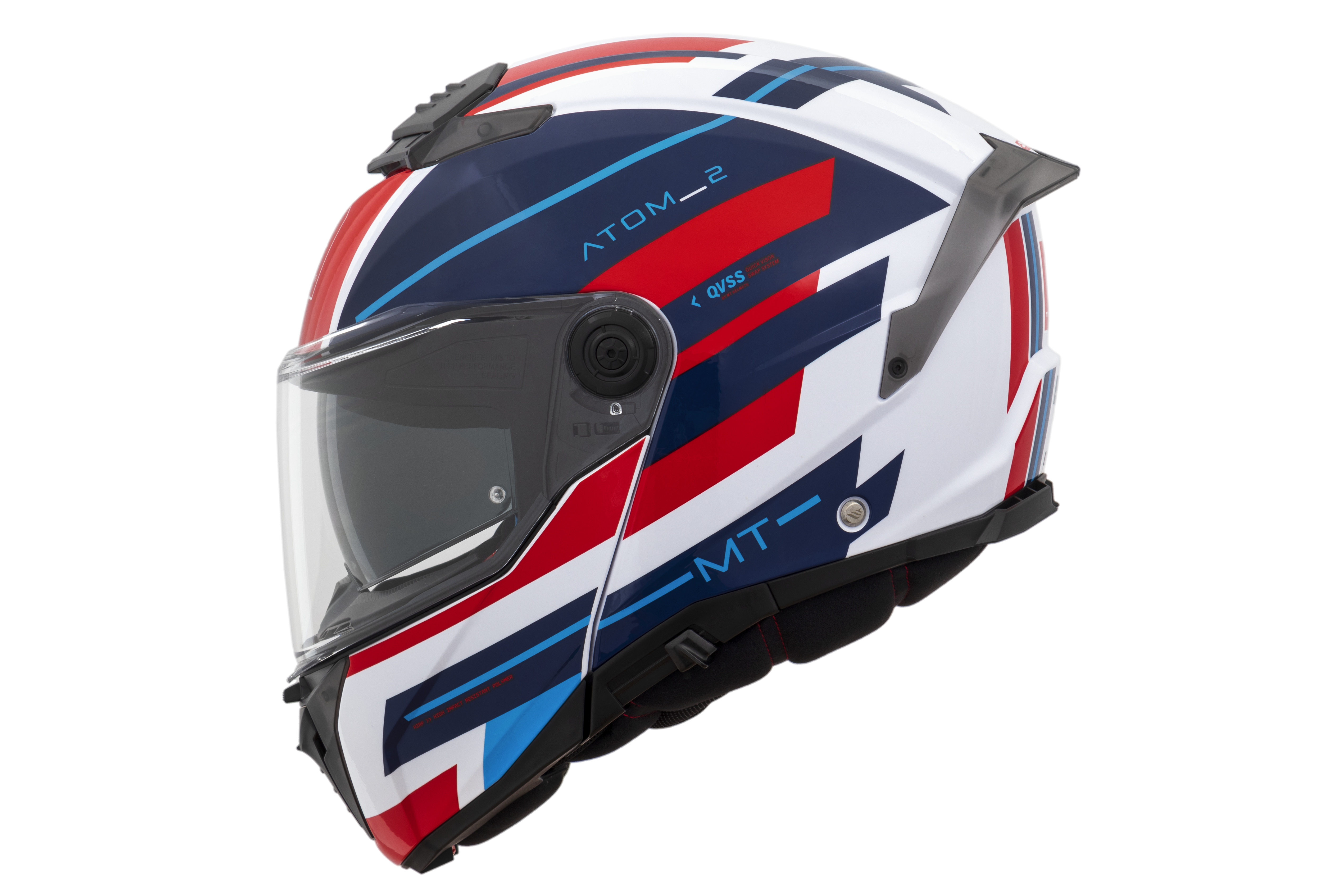 Capacete Mt Helmets Atom 2 SV Alkaline Fo Vermelho Azul Gloss