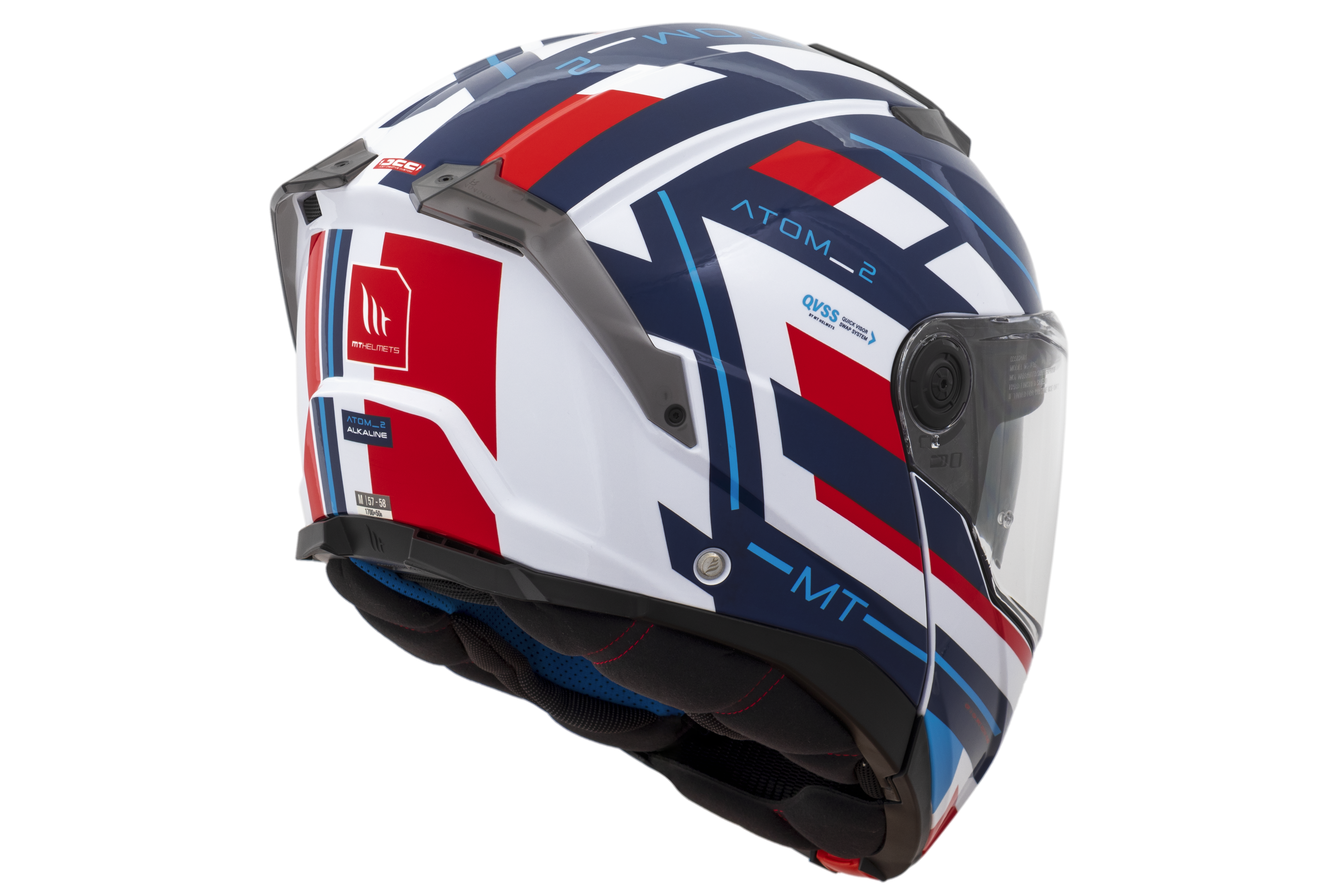 Capacete Mt Helmets Atom 2 SV Alkaline Fo Vermelho Azul Gloss