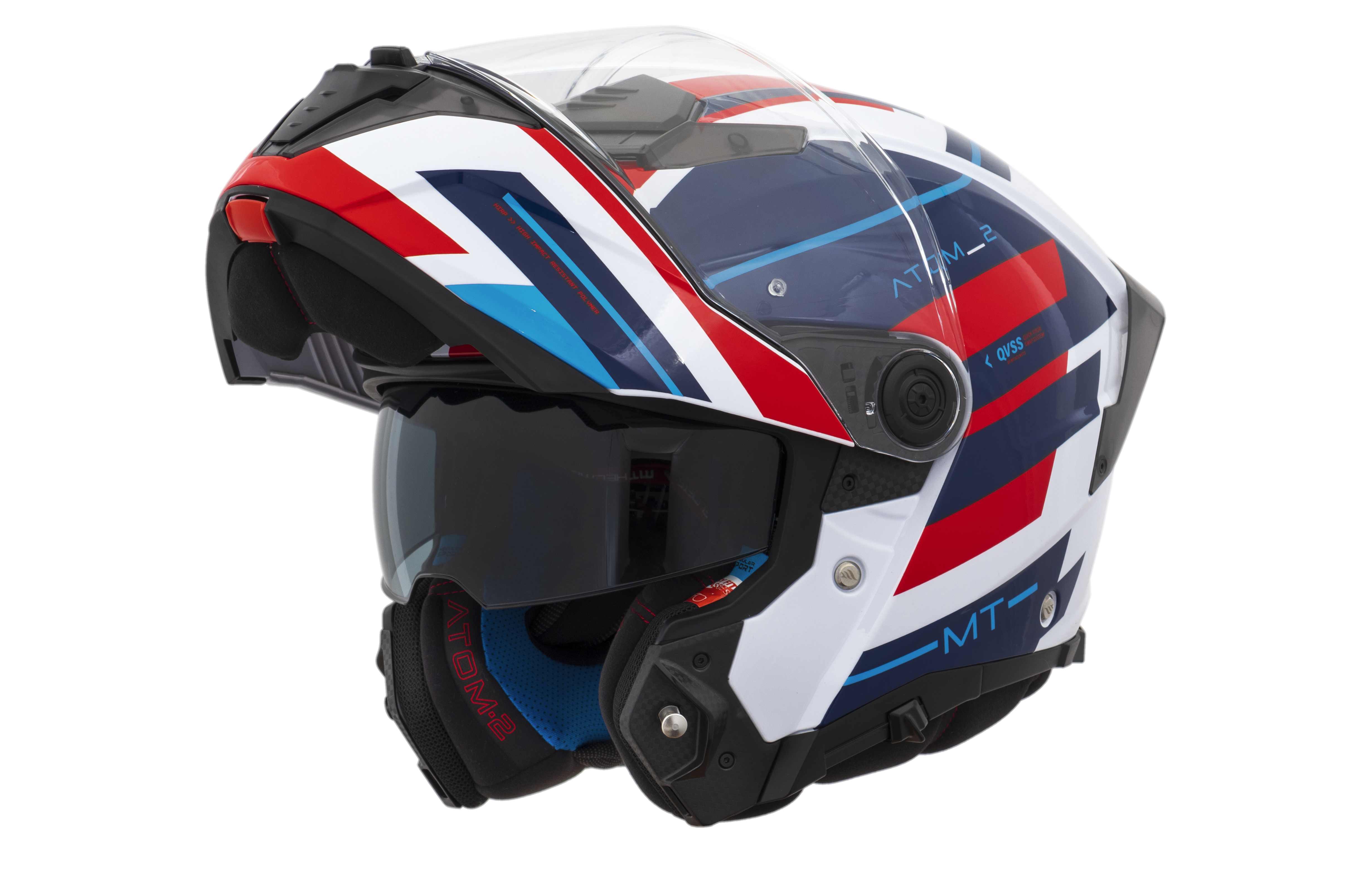 Capacete Mt Helmets Atom 2 SV Alkaline Fo Vermelho Azul Gloss