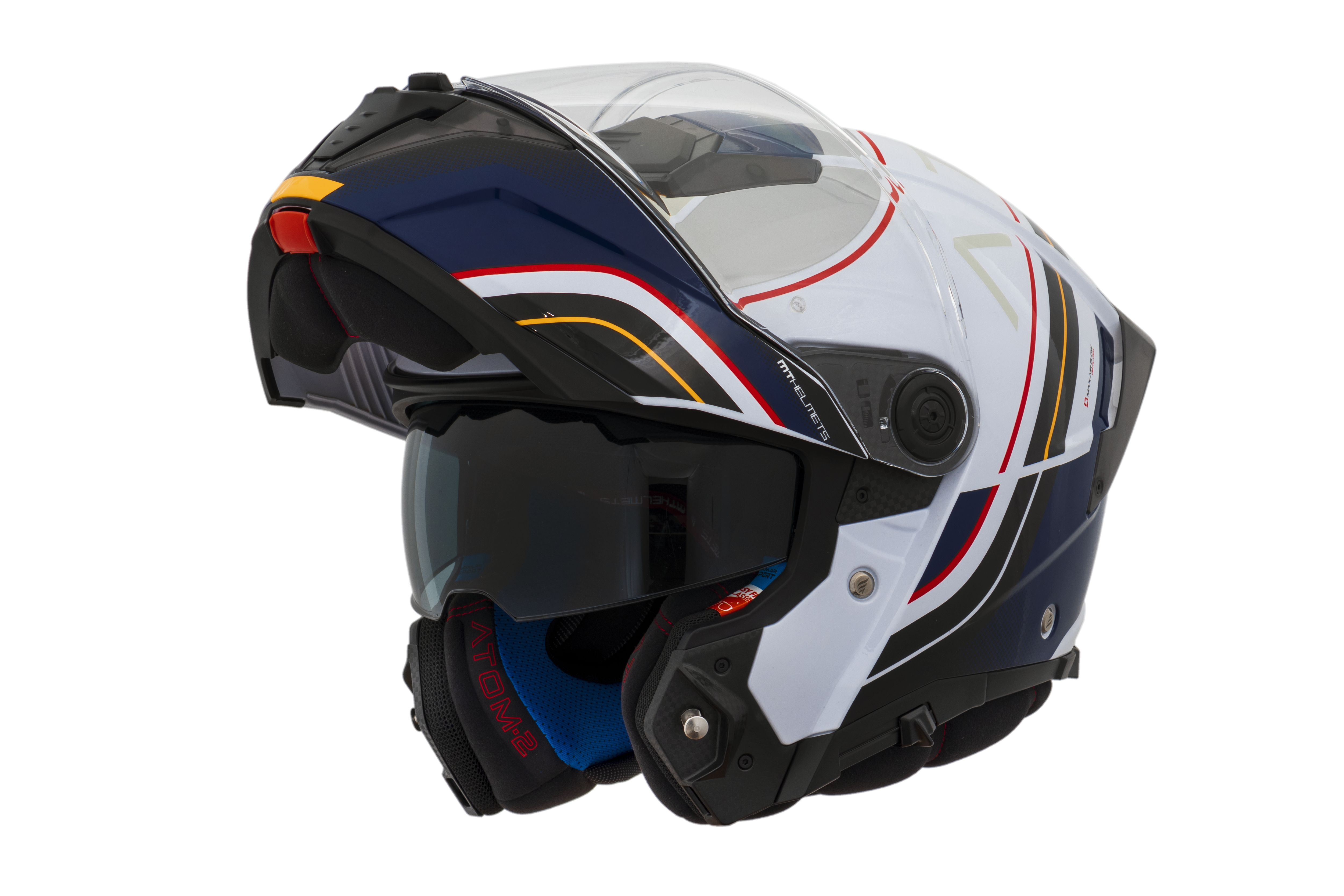 Capacete Mt Helmets Atom 2 SV Xenom A7 Branco Azul Brilho