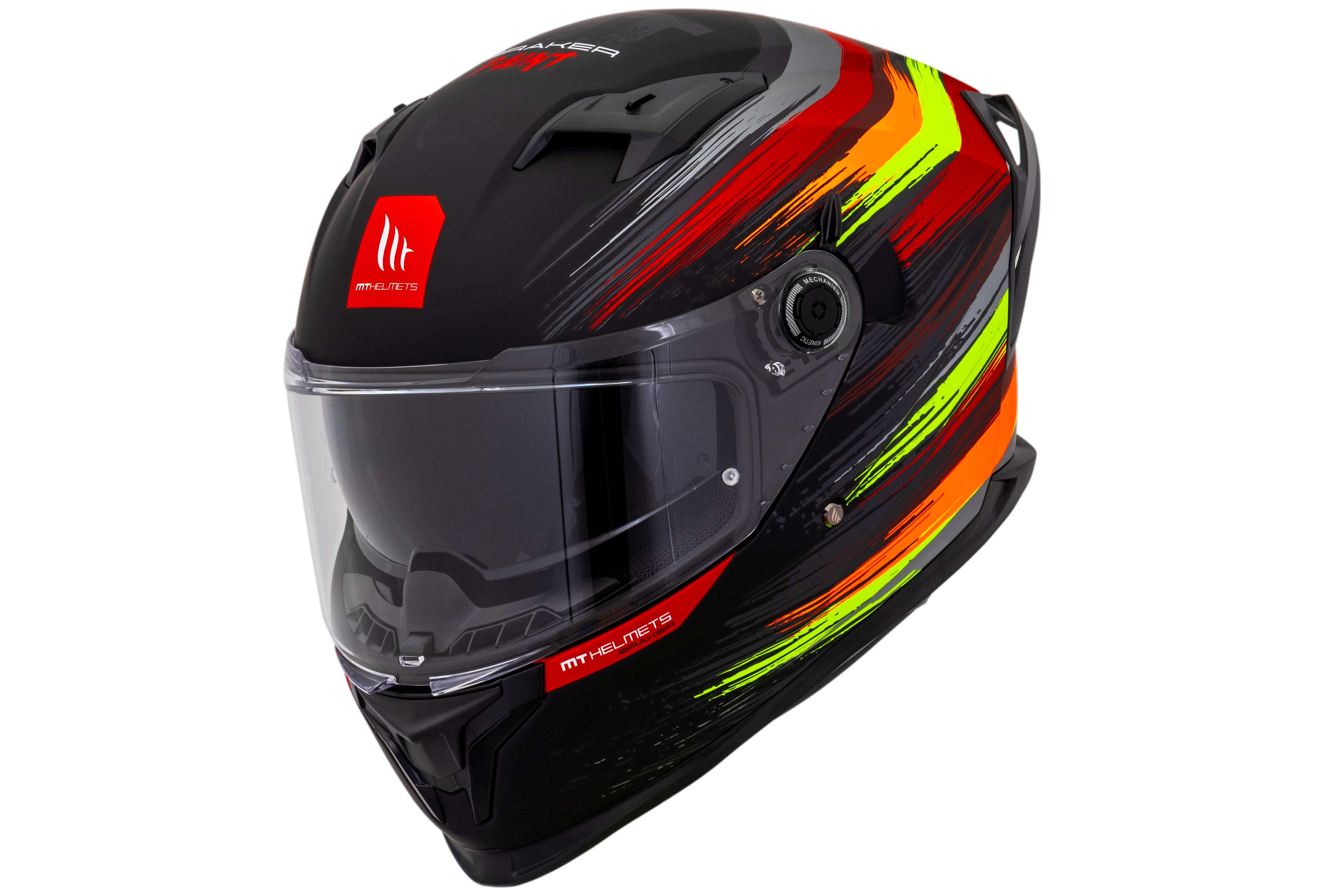 Capacete Mt Helmets Braker SV Paint C4 Flourecente Preto Brilho