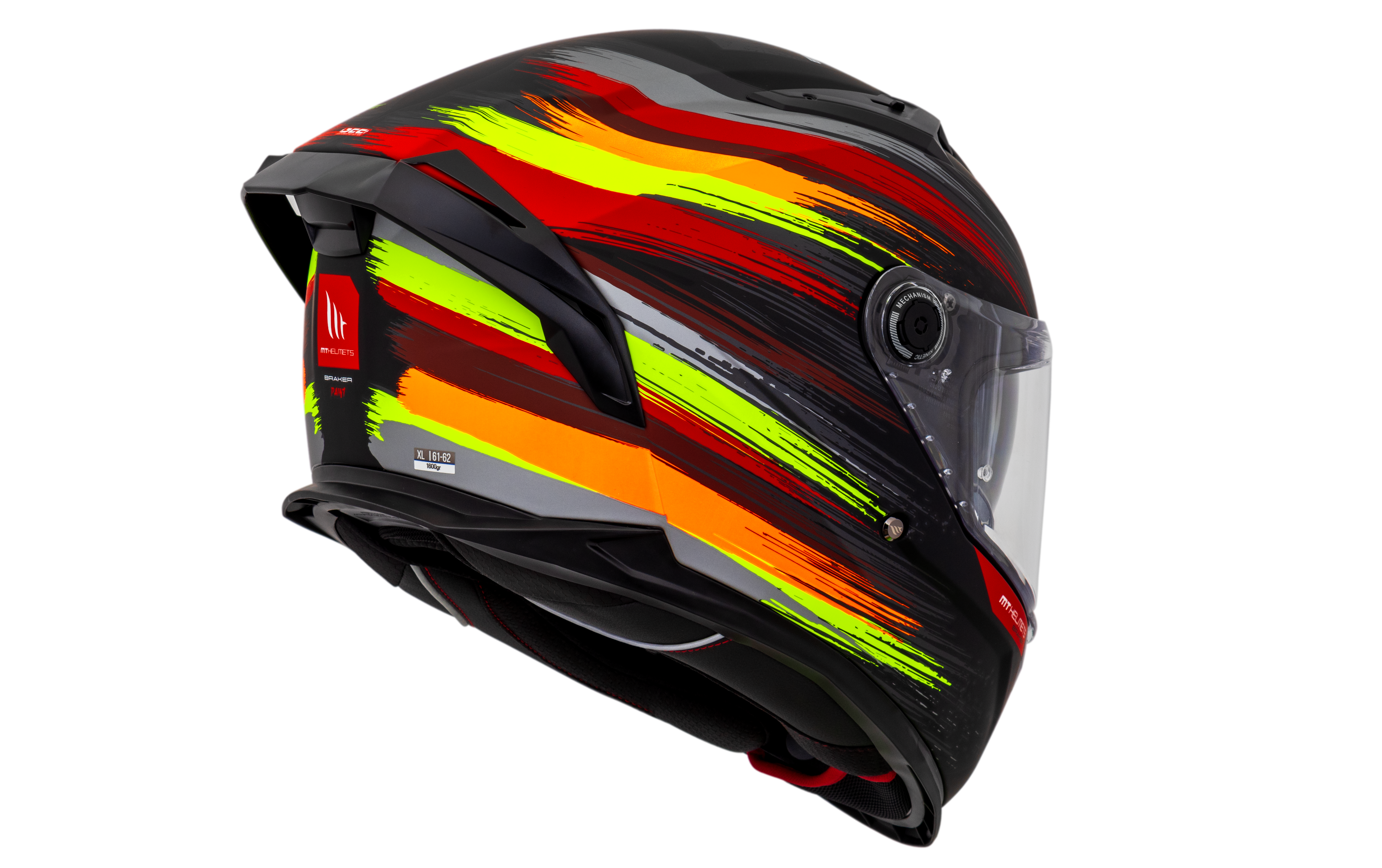 Capacete Mt Helmets Braker SV Paint C4 Flourecente Preto Brilho