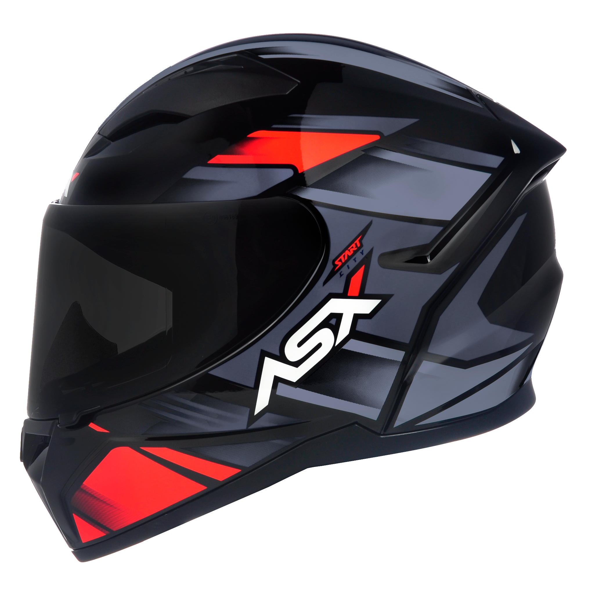 Capacete ASX City Start Brilho Preto/Vermelho/Cinza
