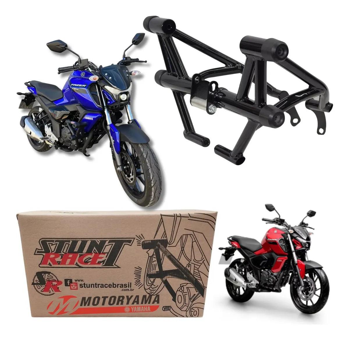 Protetor Motor Stunt Race Fz15 Fz 15 2023 2024 Preto Brilho