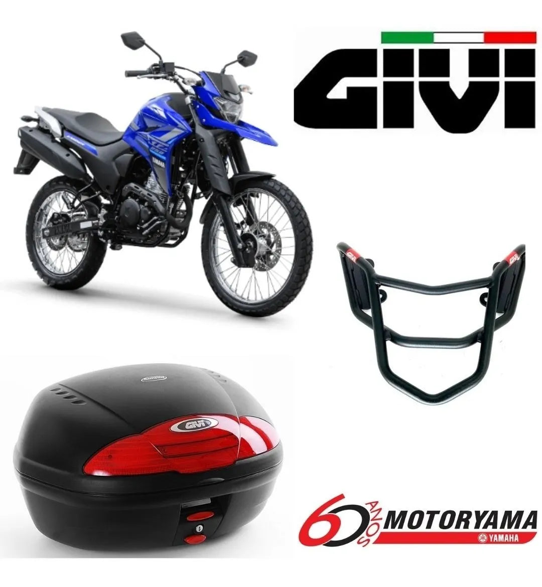 Kit Baú Givi E450n + Bagageiro Xtz 250 Lander Nova 2019