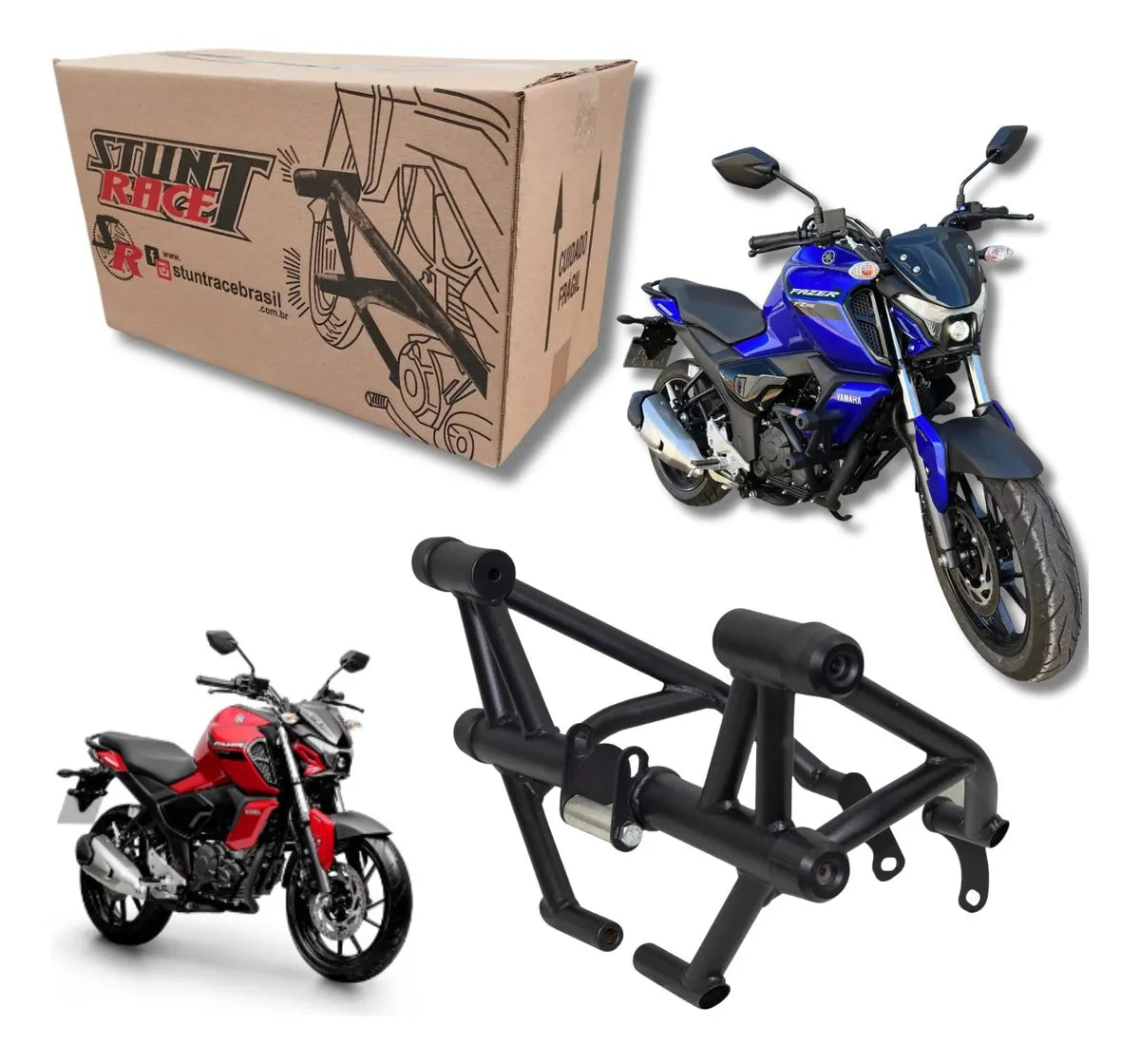 Protetor Motor Carenagem Stunt Race Fz15 2023 2024 Preto Fosco
