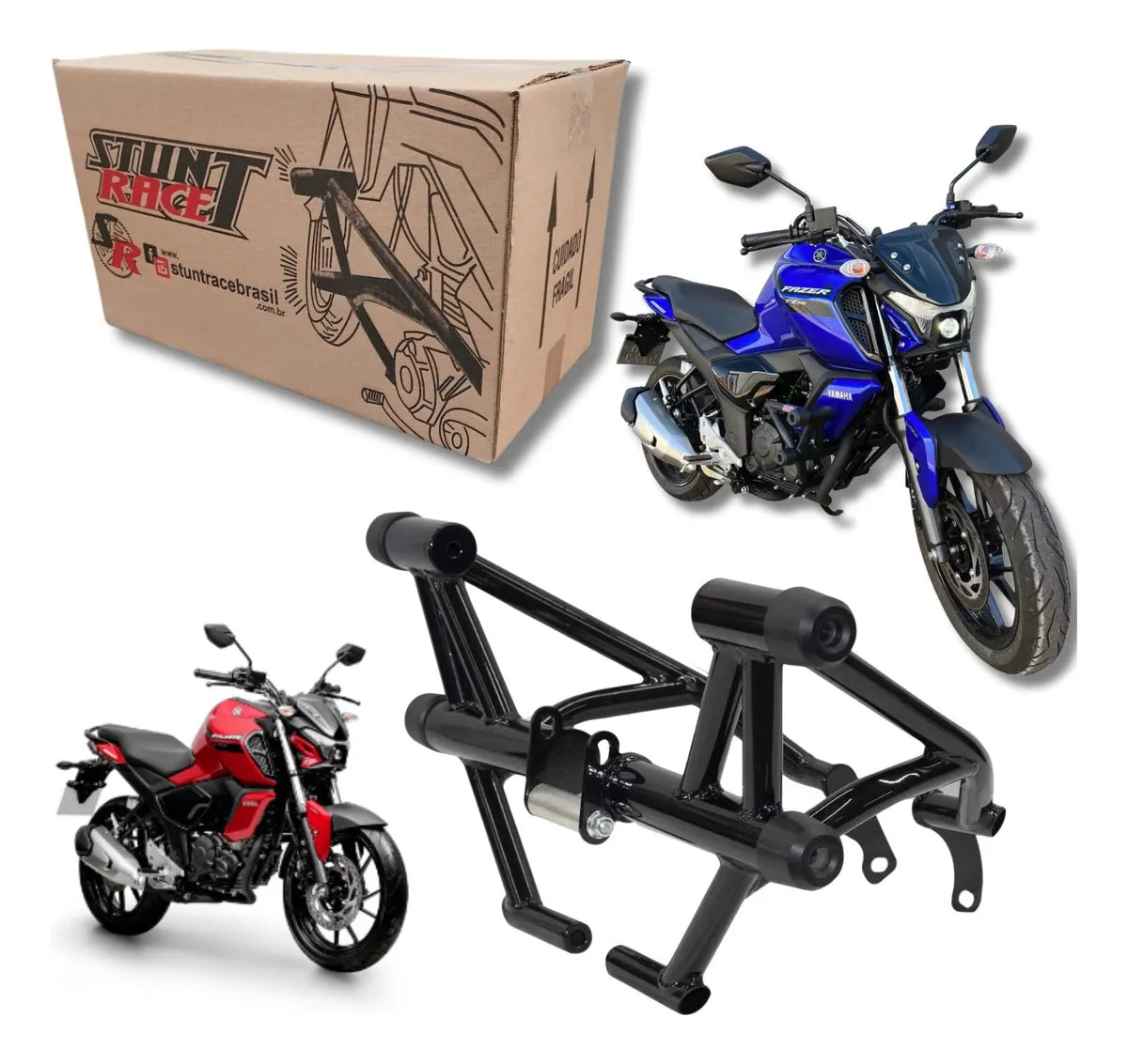 Protetor Motor Stunt Race Fz15 Fz 15 2023 2024 Preto Brilho