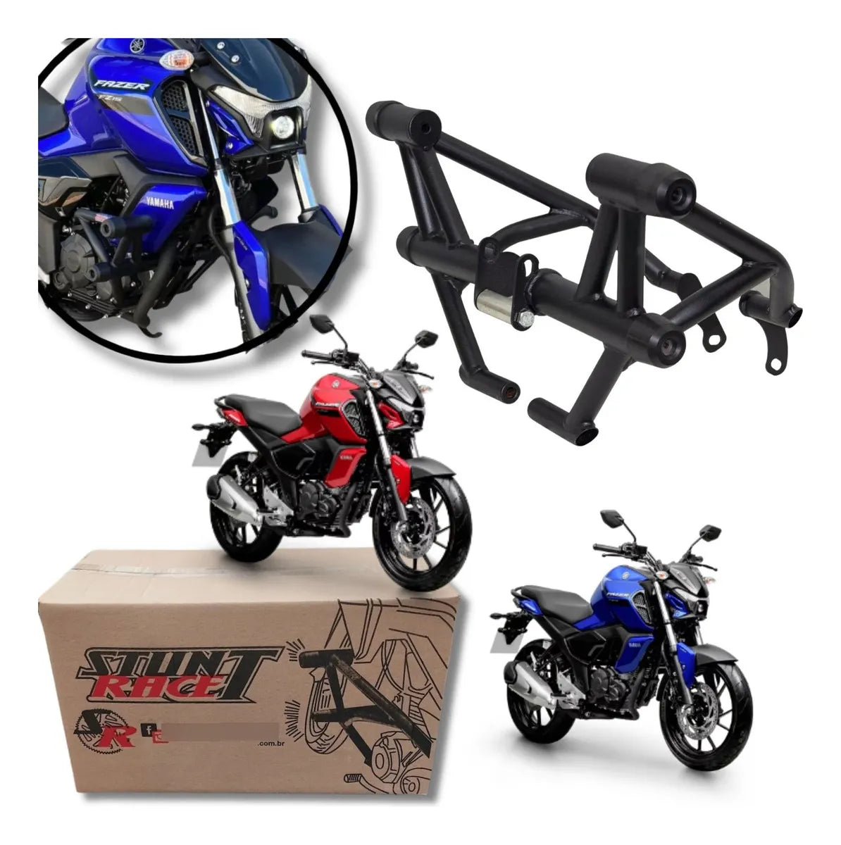 Protetor Motor Carenagem Stunt Race Fz15 2023 2024 Preto Fosco