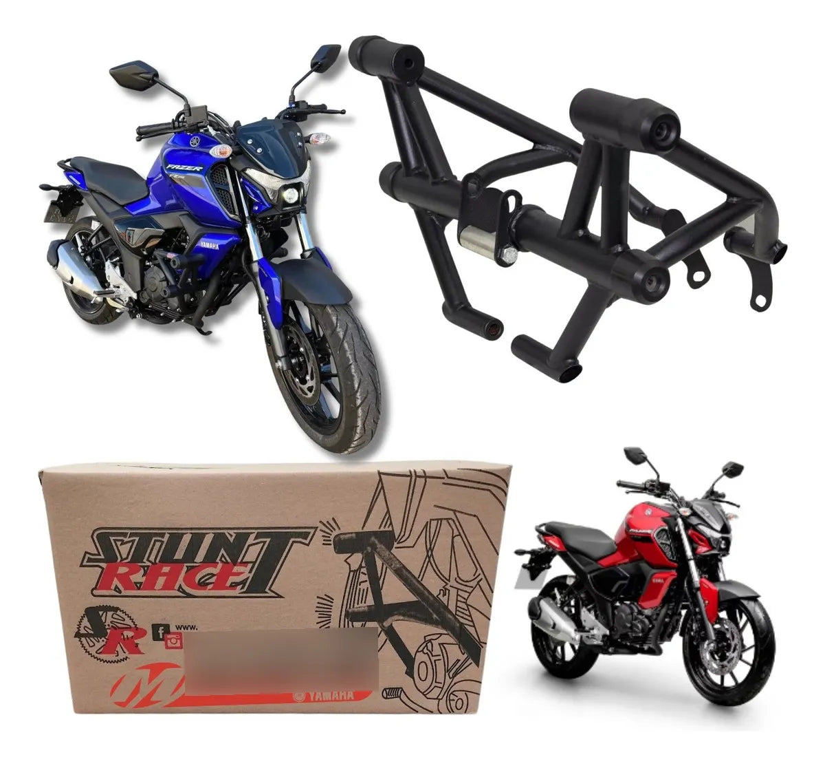 Protetor Motor Carenagem Stunt Race Fz15 2023 2024 Preto Fosco