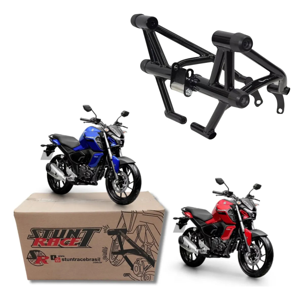 Protetor Motor Stunt Race Fz15 Fz 15 2023 2024 Preto Brilho