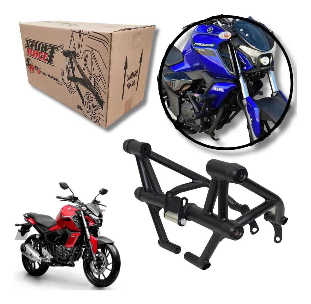 Protetor Motor Carenagem Stunt Race Fz15 2023 2024 Preto Fosco