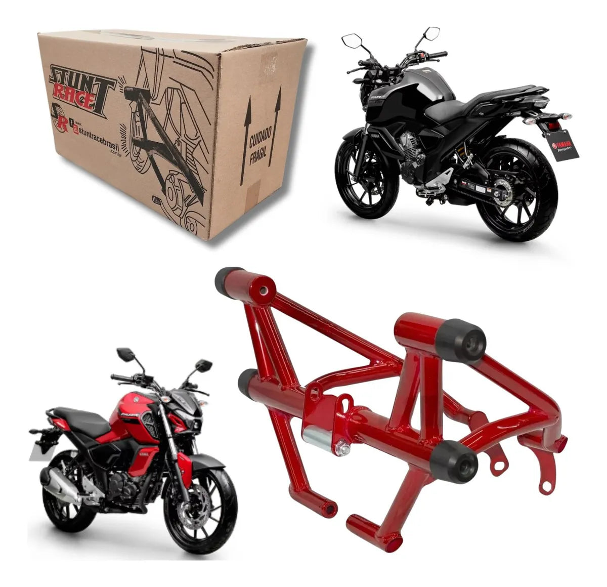 Protetor Motor Carenagem Stunt Race Fz15 2023 2024 Vermelho