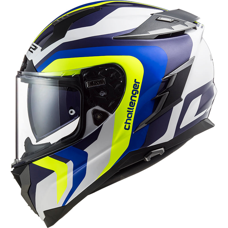 Capacete Ls2 Challenger ff327 Gallatic Azul Amarelo