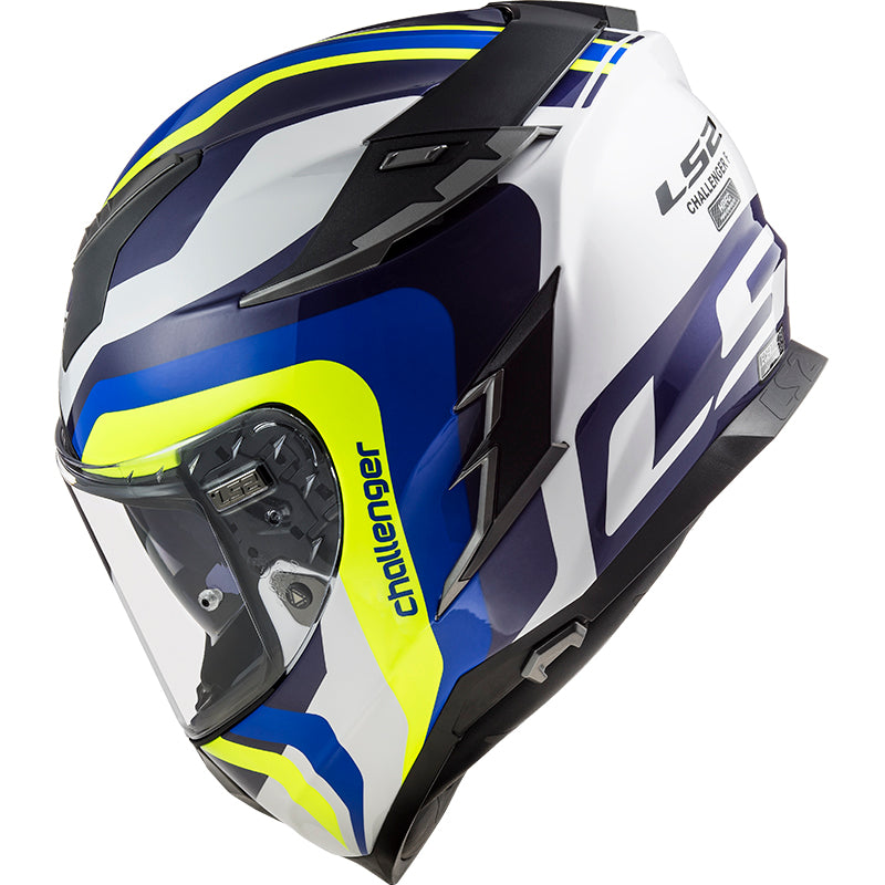 Capacete Ls2 Challenger ff327 Gallatic Azul Amarelo