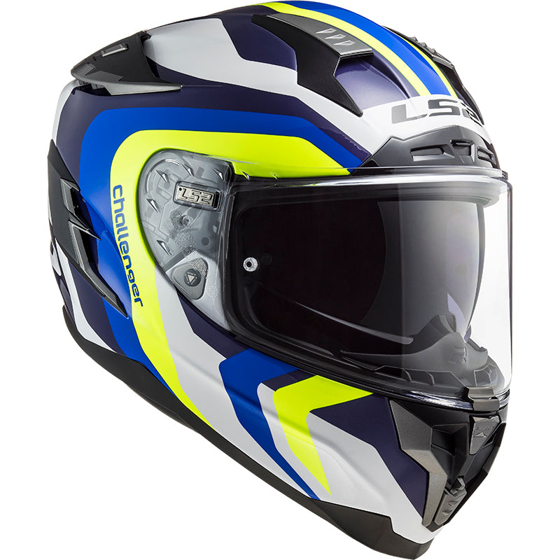 Capacete Ls2 Challenger ff327 Gallatic Azul Amarelo