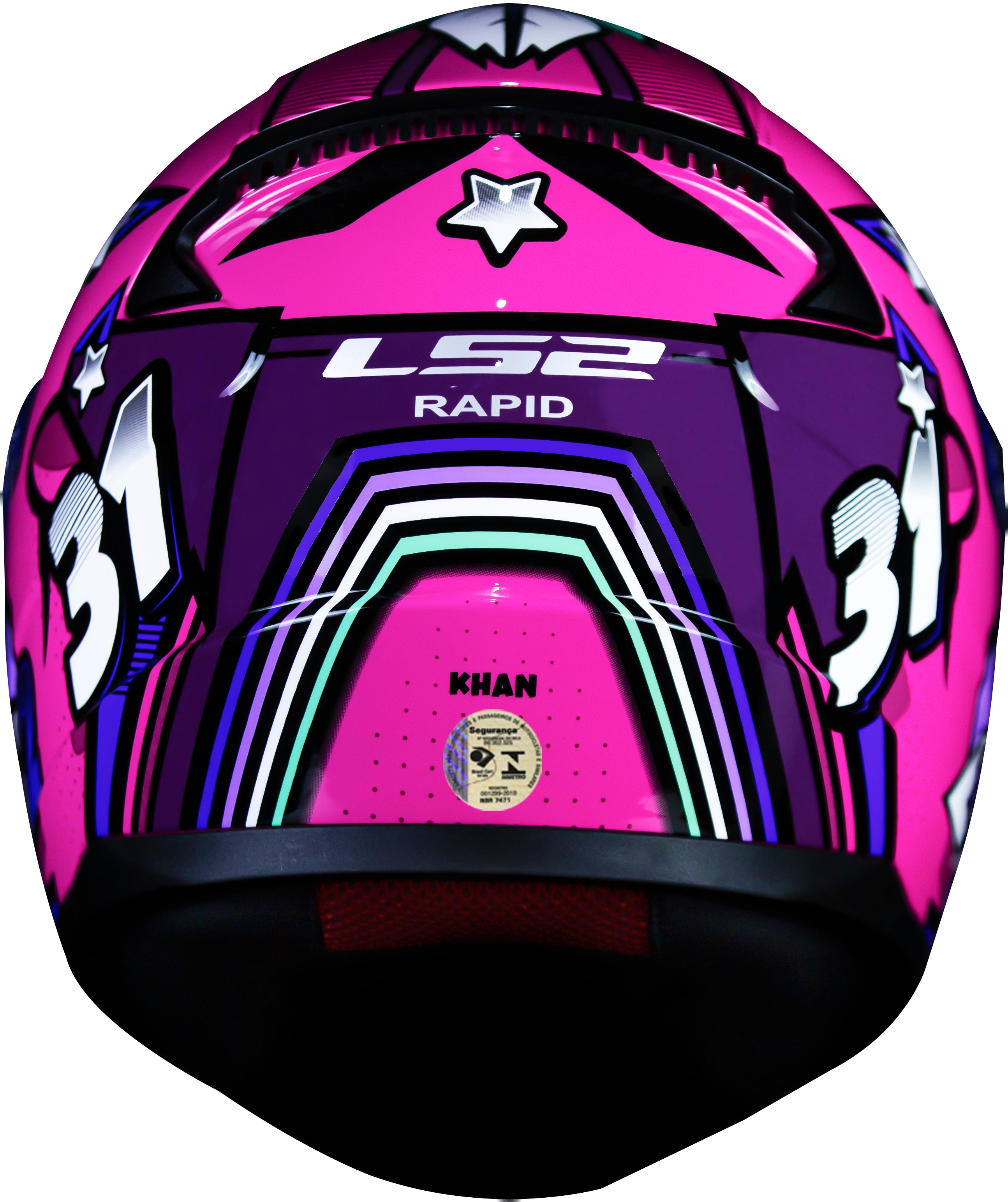 Capacete Ls2 Rapid ff353 Khan Fucsia Branco