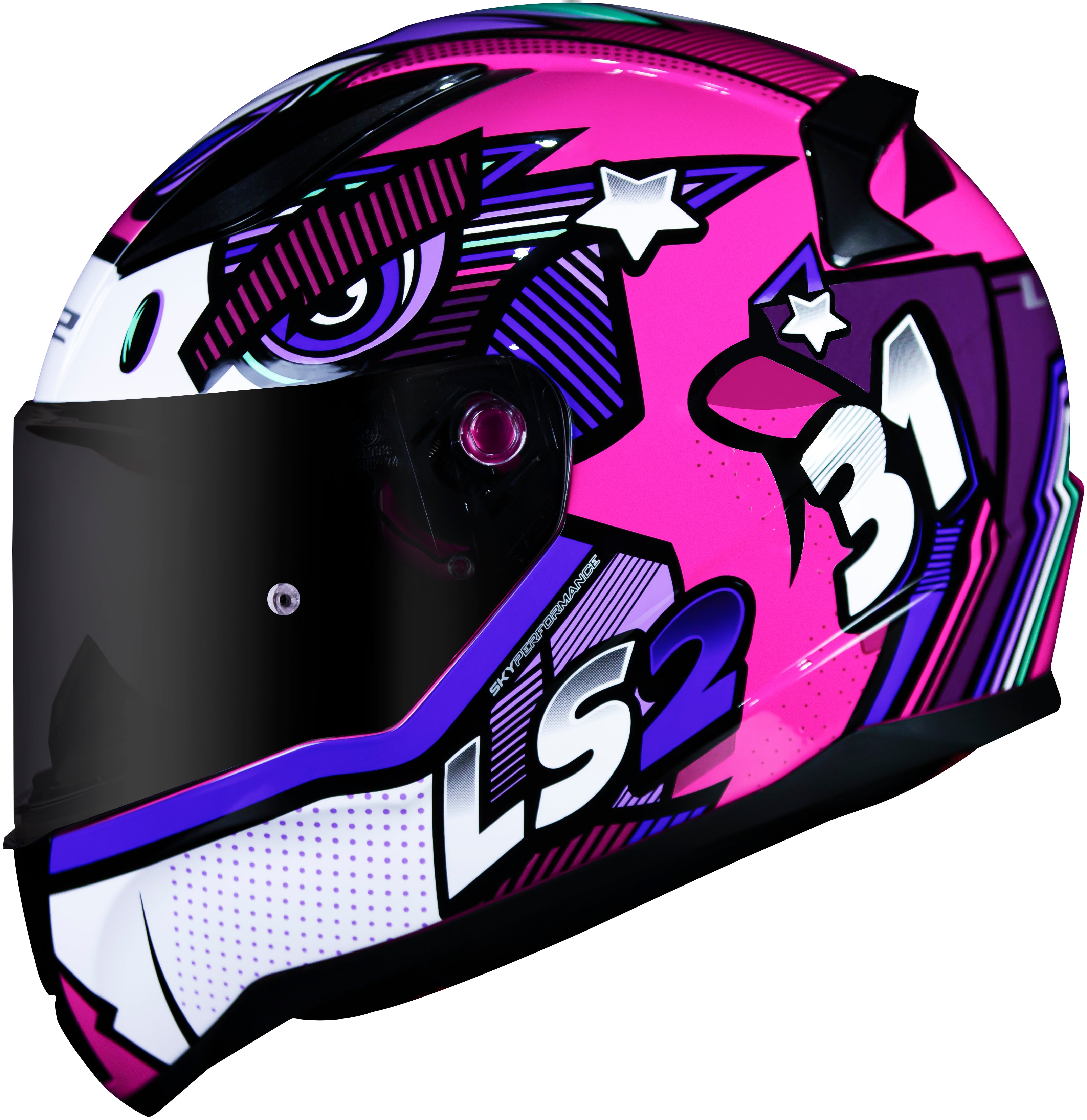 Capacete Ls2 Rapid ff353 Khan Fucsia Branco
