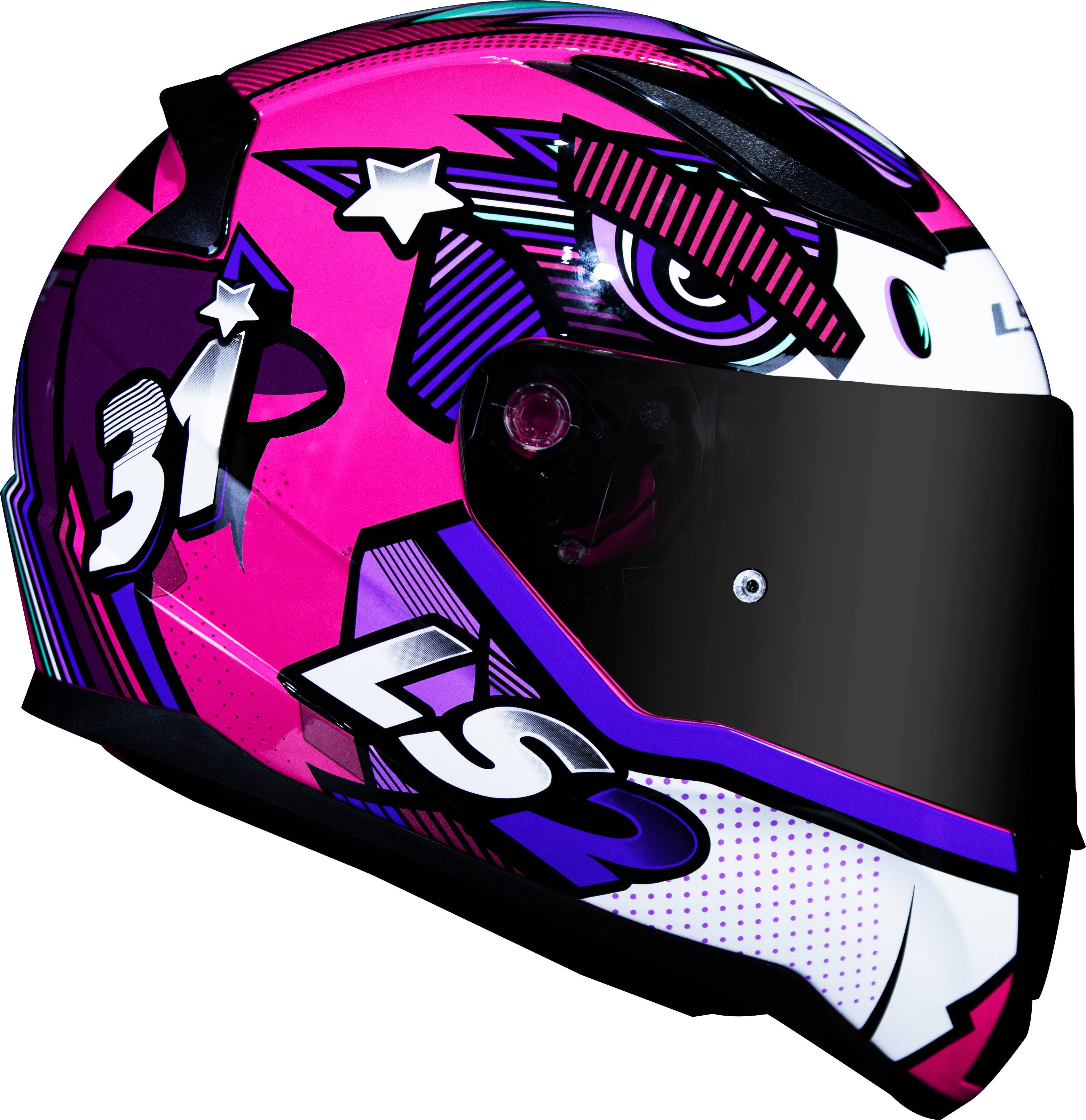 Capacete Ls2 Rapid ff353 Khan Fucsia Branco