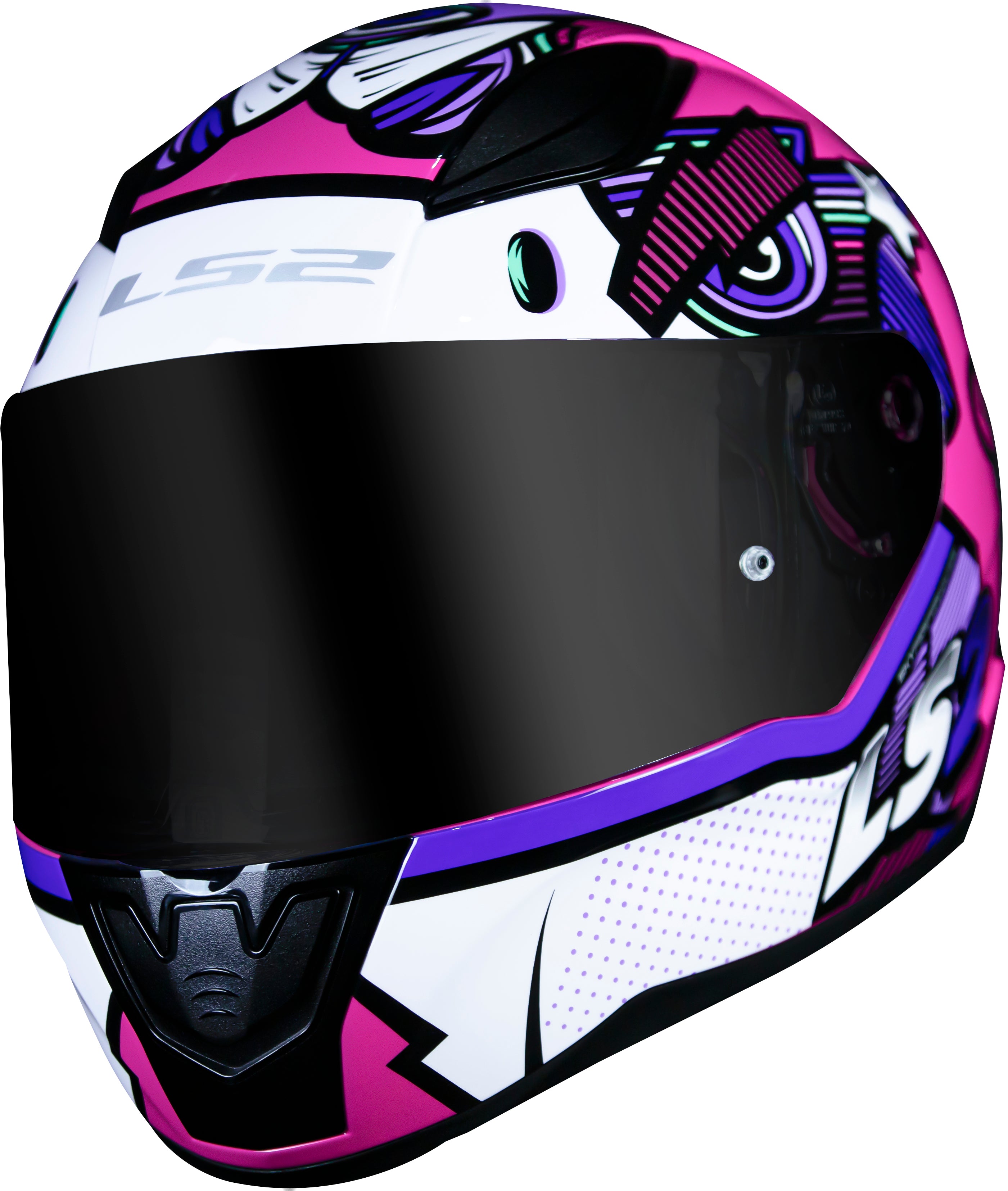 Capacete Ls2 Rapid ff353 Khan Fucsia Branco
