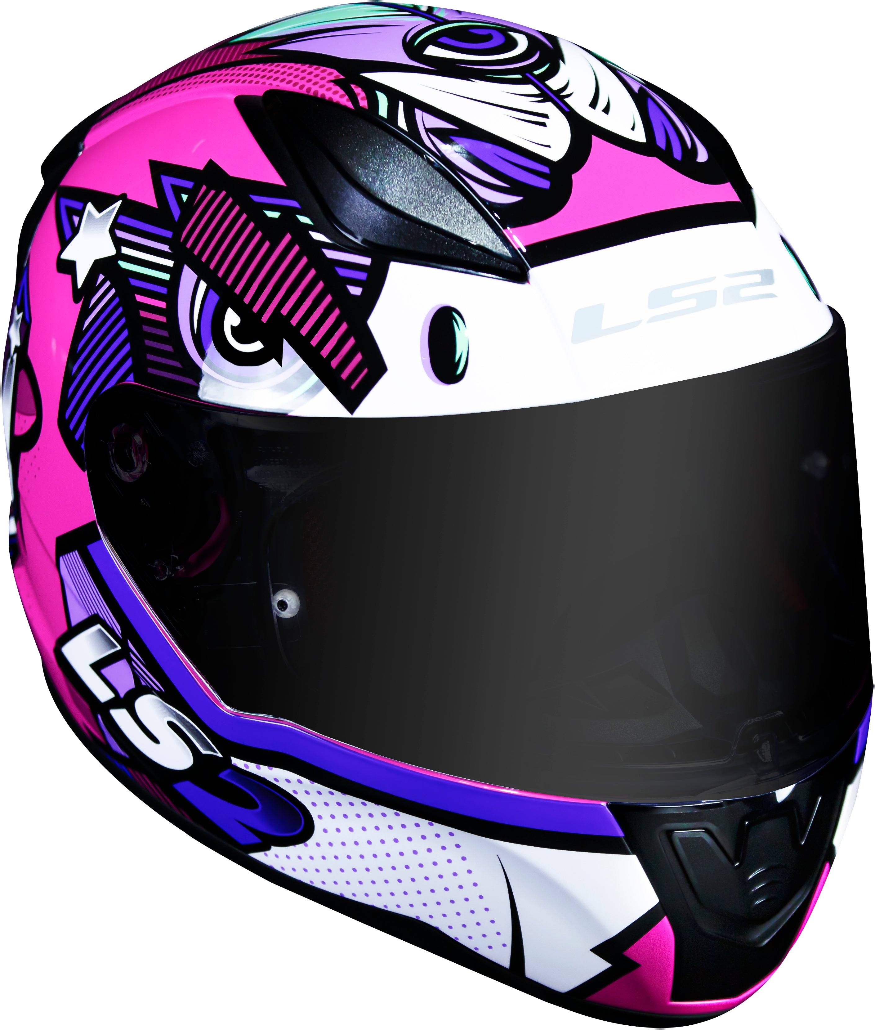Capacete Ls2 Rapid ff353 Khan Fucsia Branco