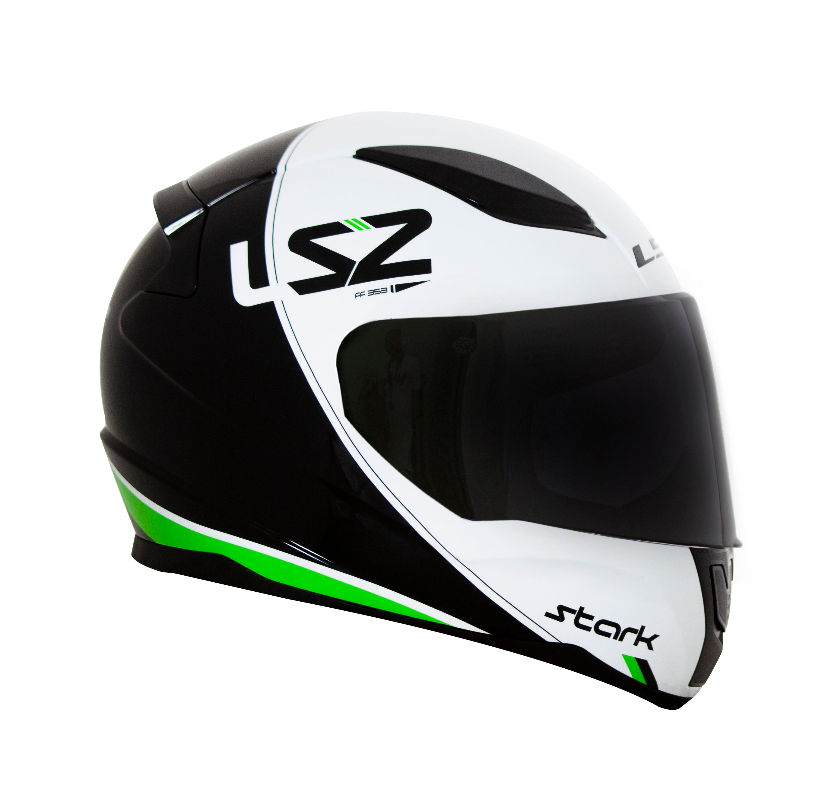Capacete Ls2 Rapid ff353 Stark Preto Branco Verde