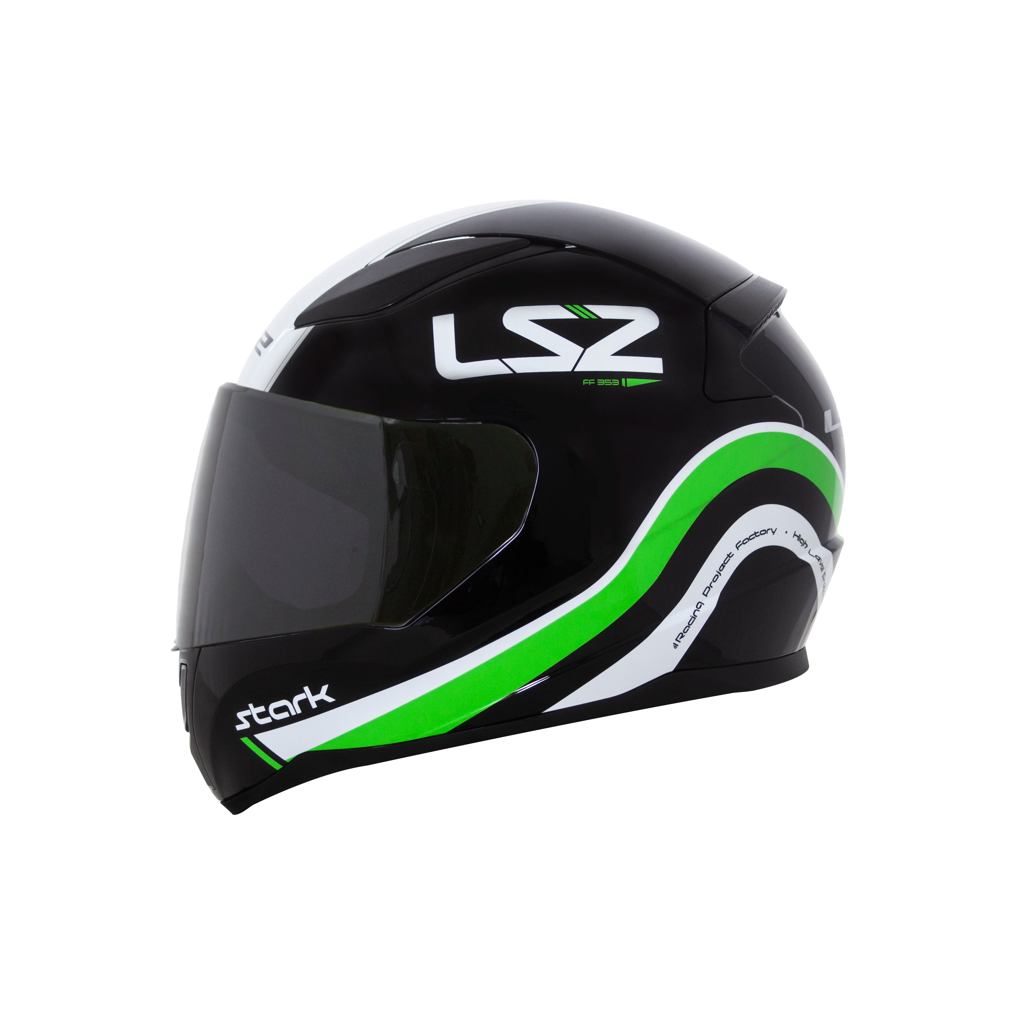 Capacete Ls2 Rapid ff353 Stark Preto Branco Verde