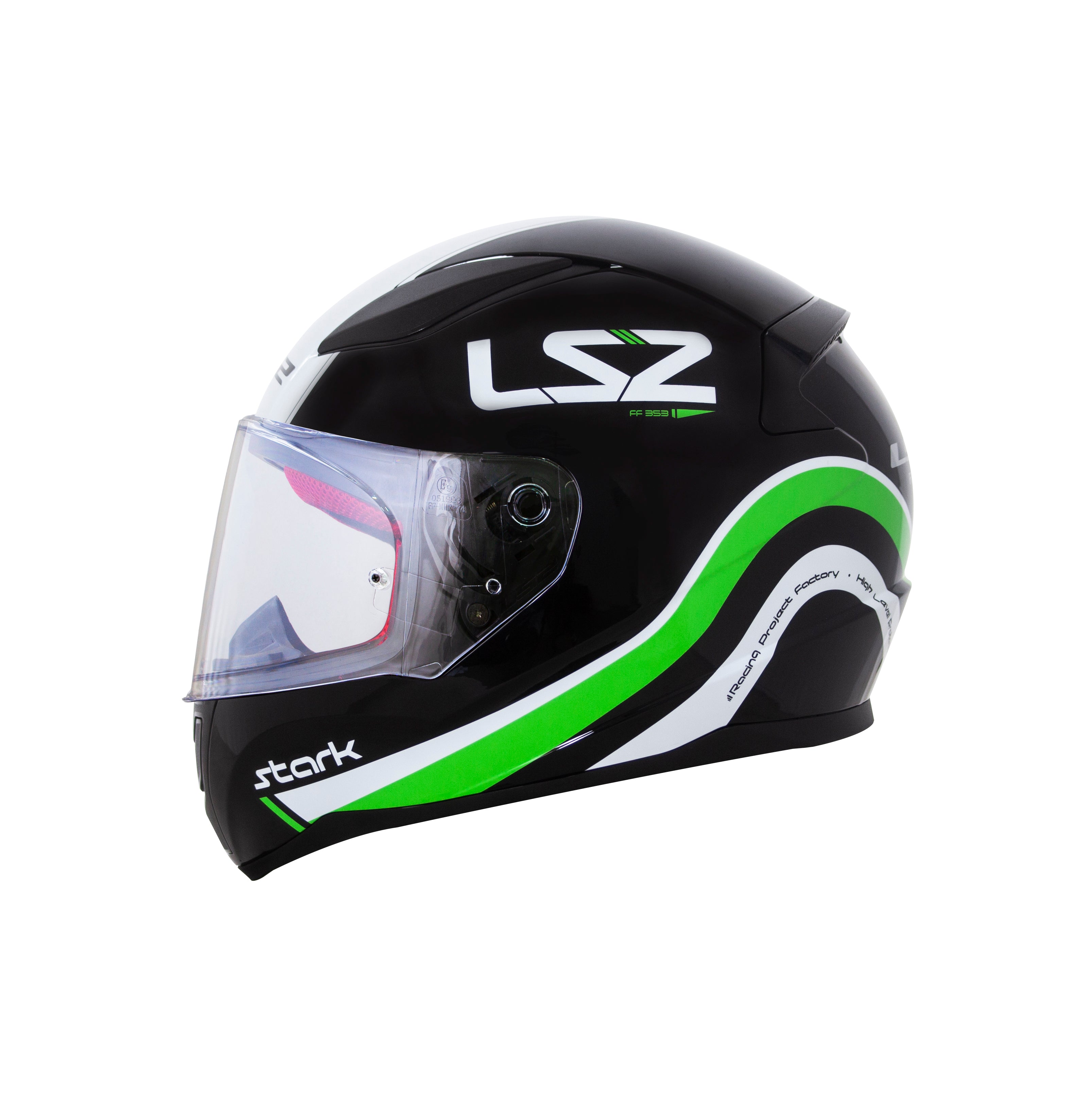 Capacete Ls2 Rapid ff353 Stark Preto Branco Verde