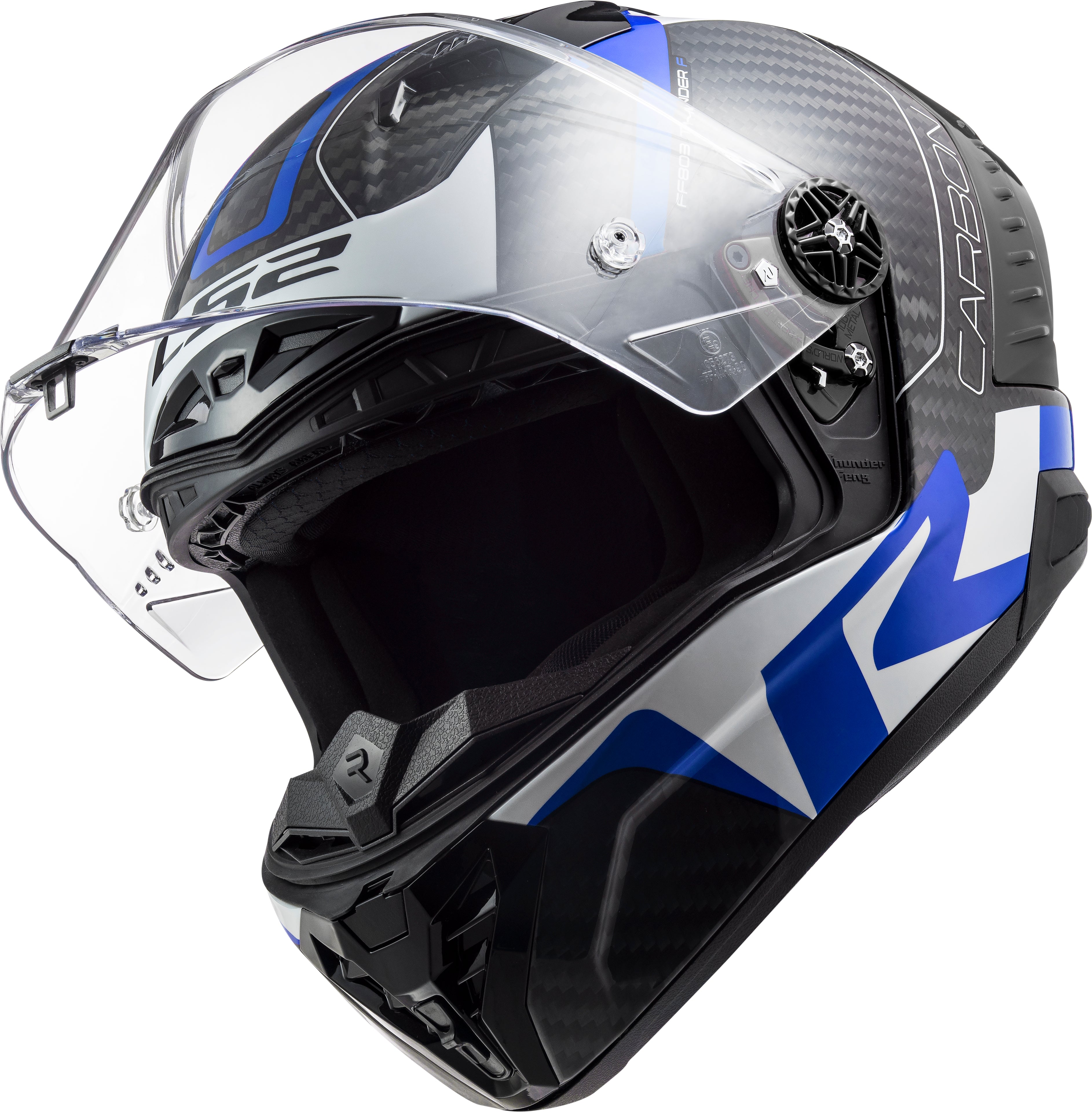 Capacete Ls2 ff805 Thunder Racing 1 Branco Azul