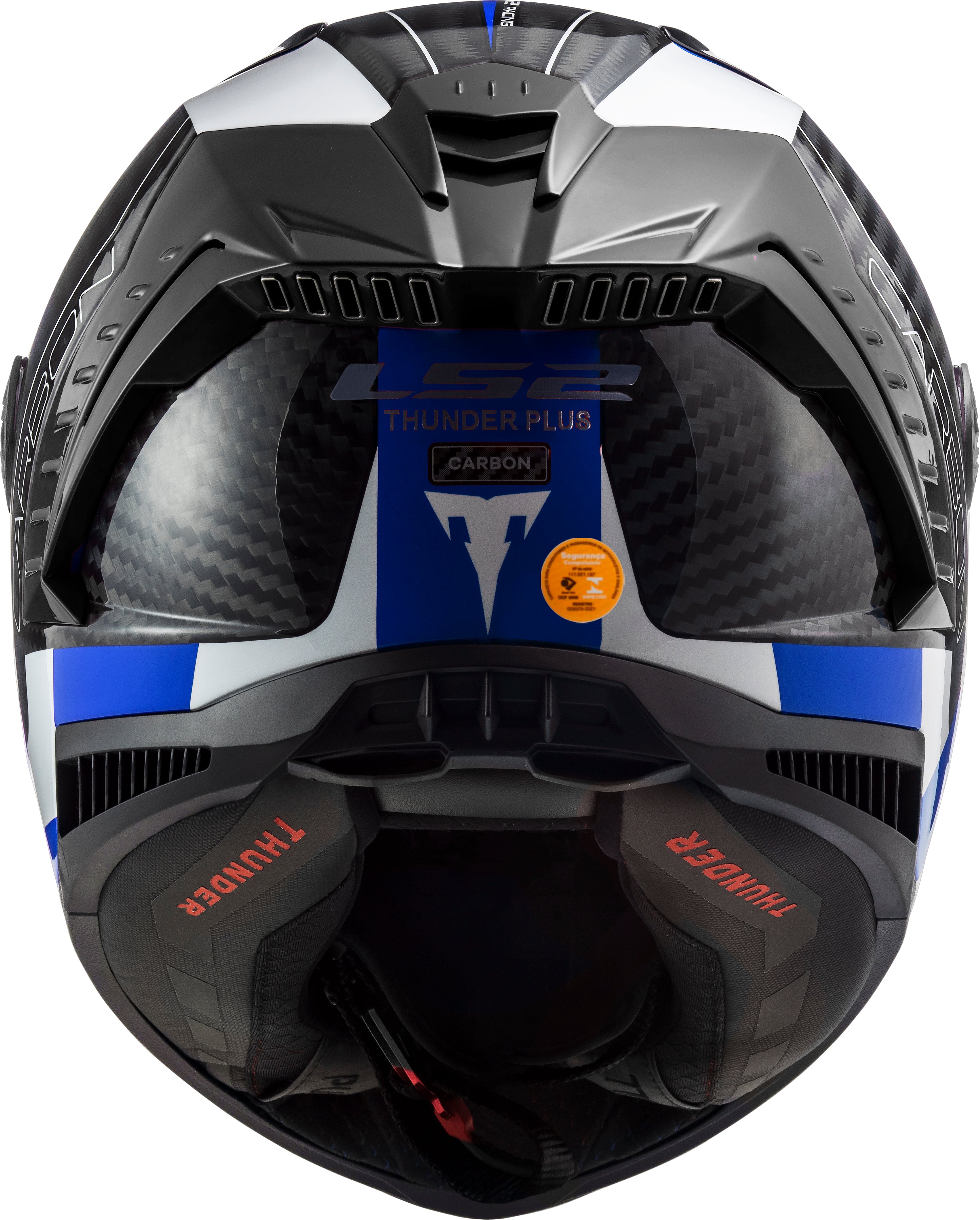 Capacete Ls2 ff805 Thunder Racing 1 Branco Azul