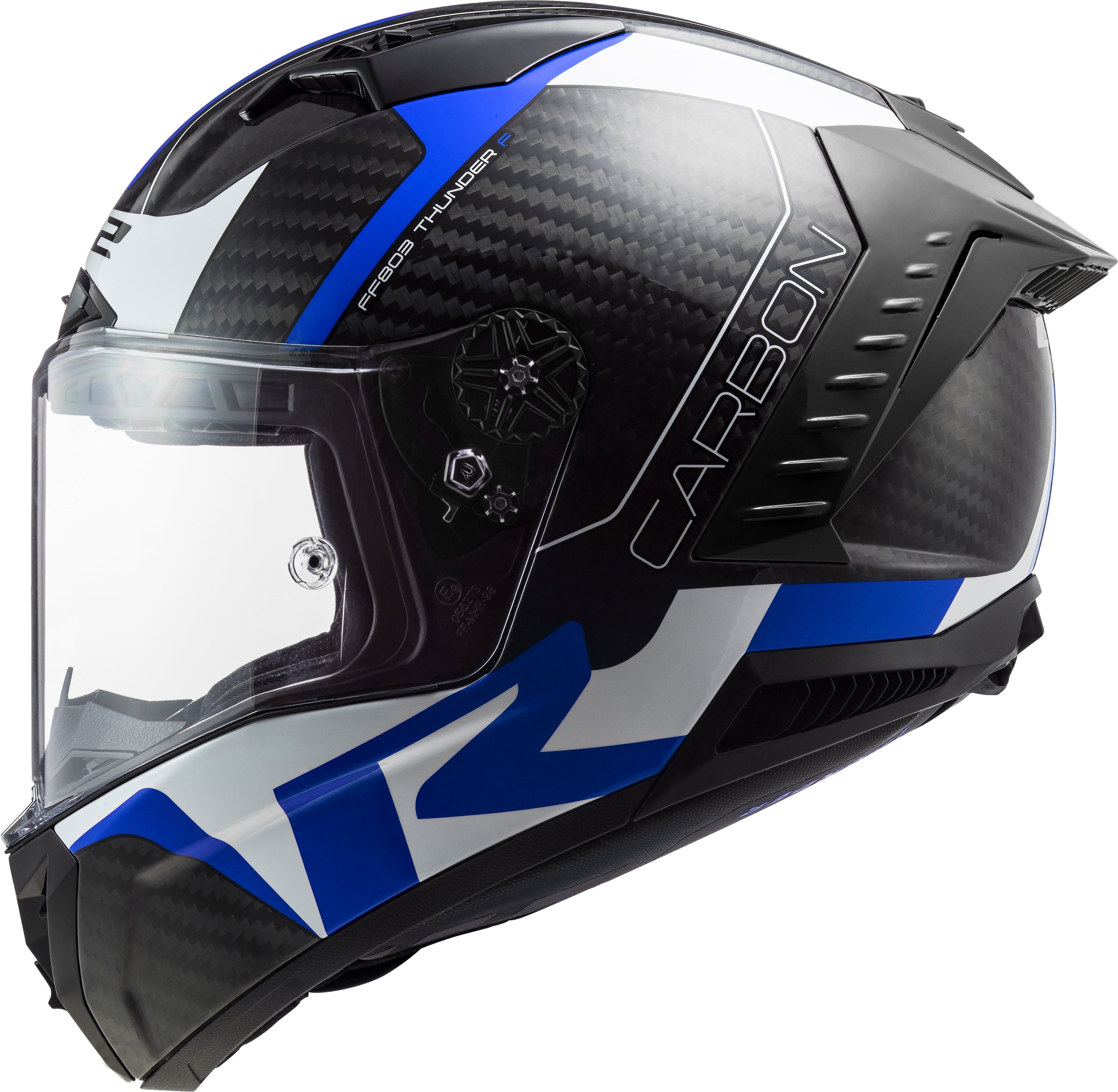 Capacete Ls2 ff805 Thunder Racing 1 Branco Azul