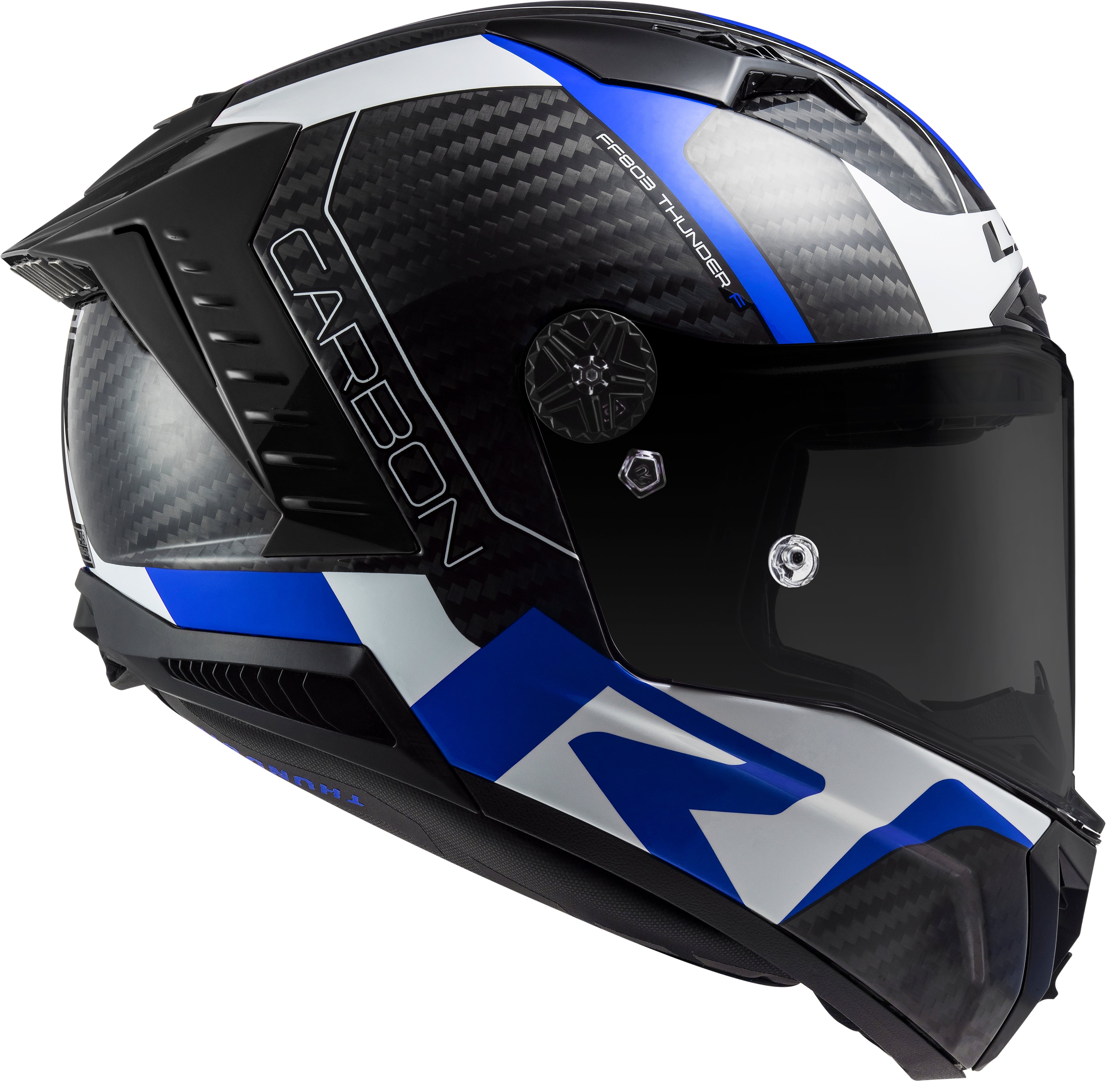 Capacete Ls2 ff805 Thunder Racing 1 Branco Azul