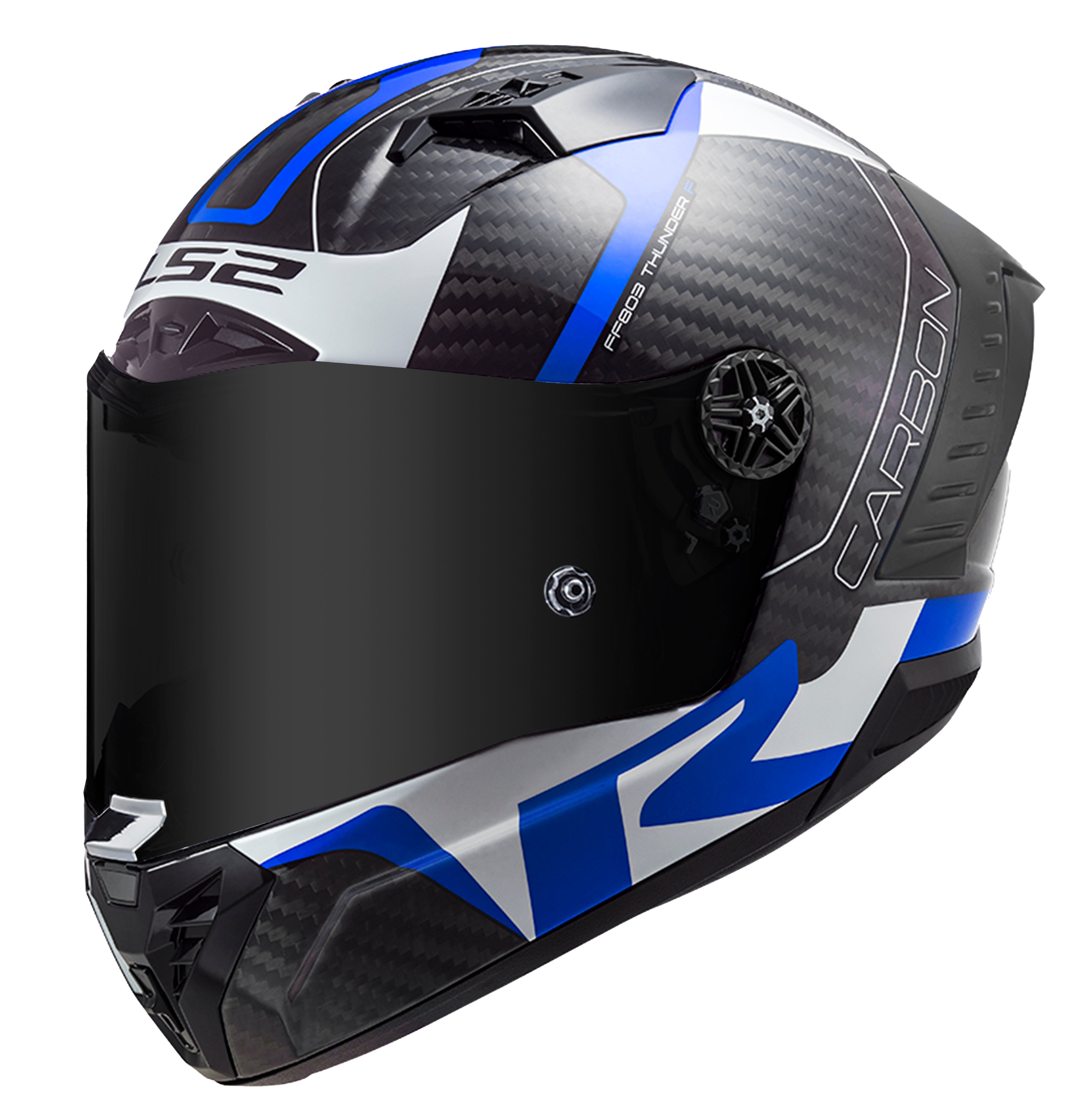 Capacete Ls2 ff805 Thunder Racing 1 Branco Azul