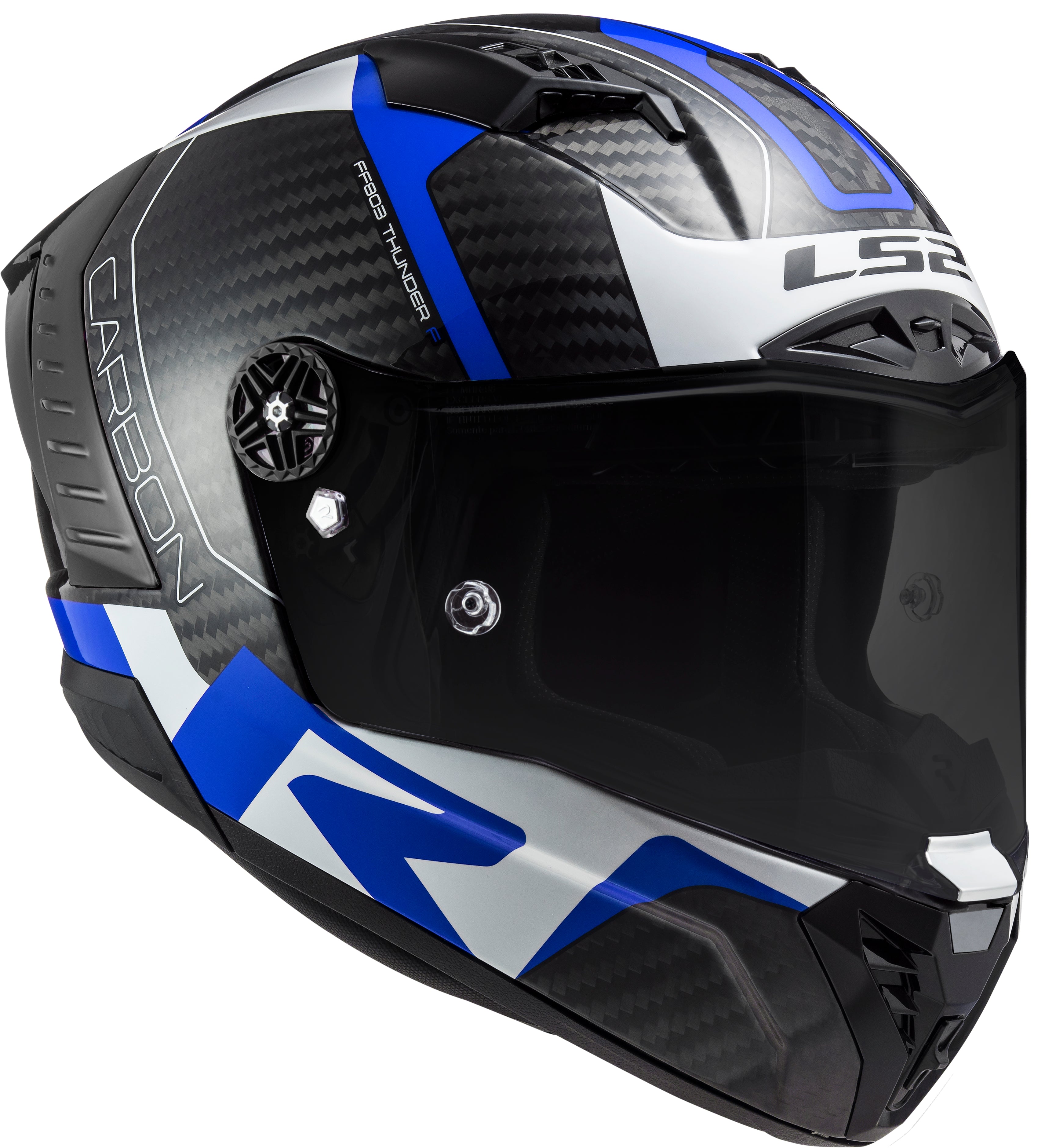 Capacete Ls2 ff805 Thunder Racing 1 Branco Azul