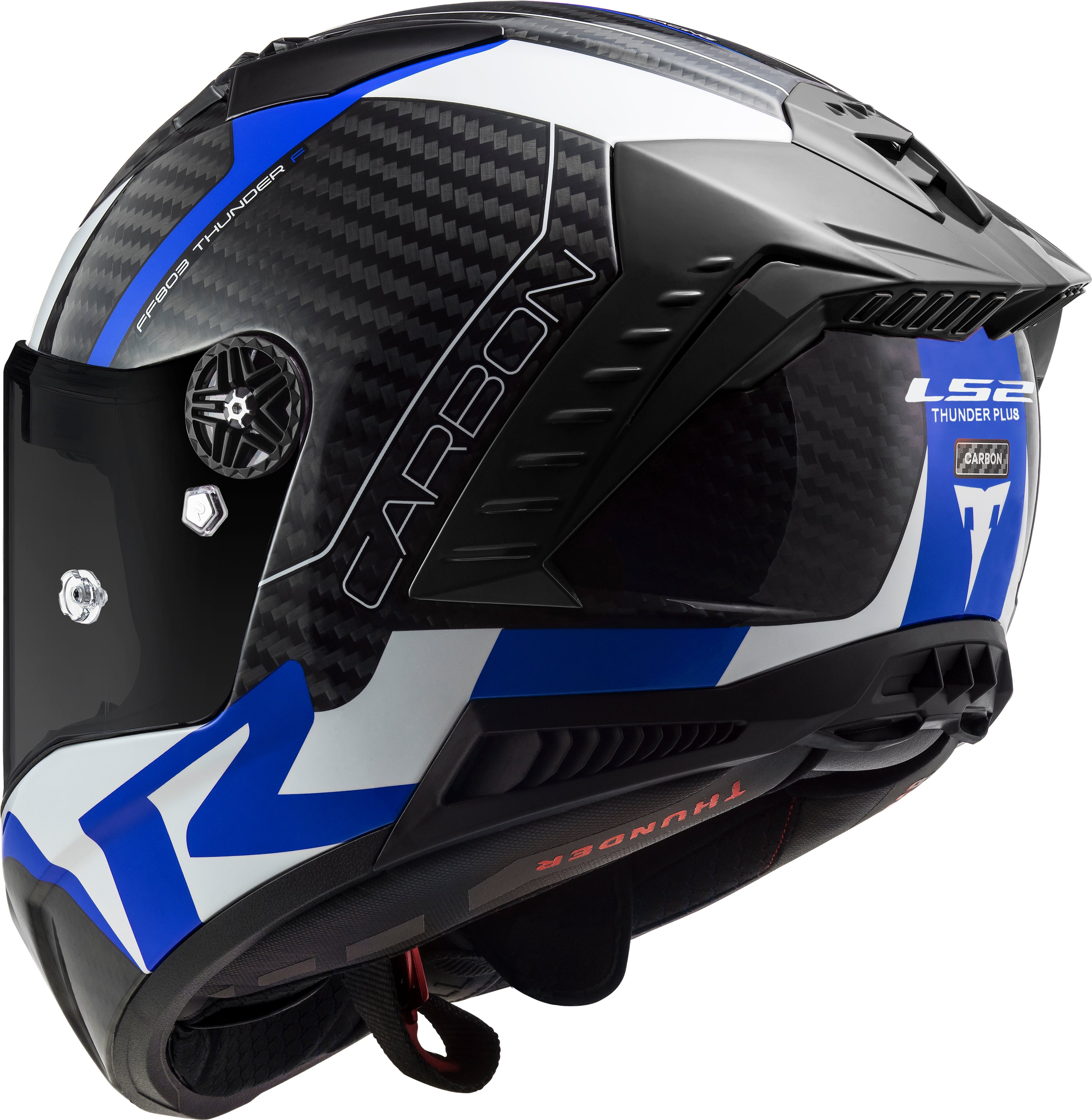 Capacete Ls2 ff805 Thunder Racing 1 Branco Azul