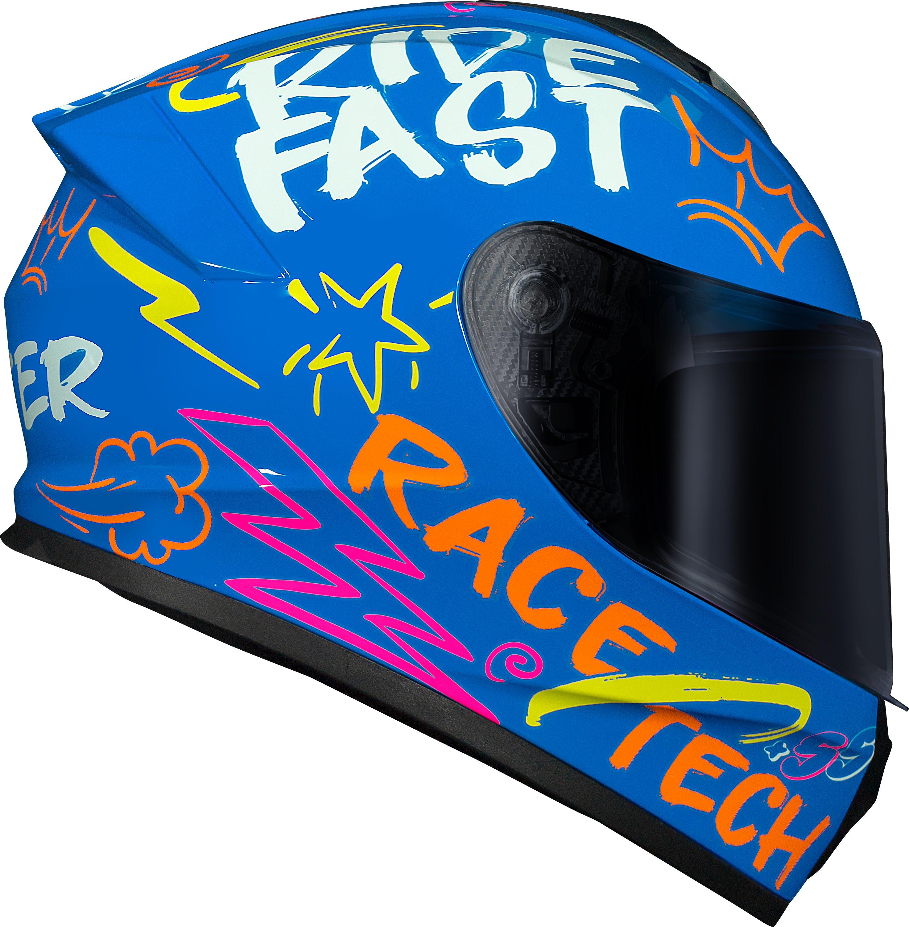 Capacete Race Tech Hit Faster Azul Amarelo