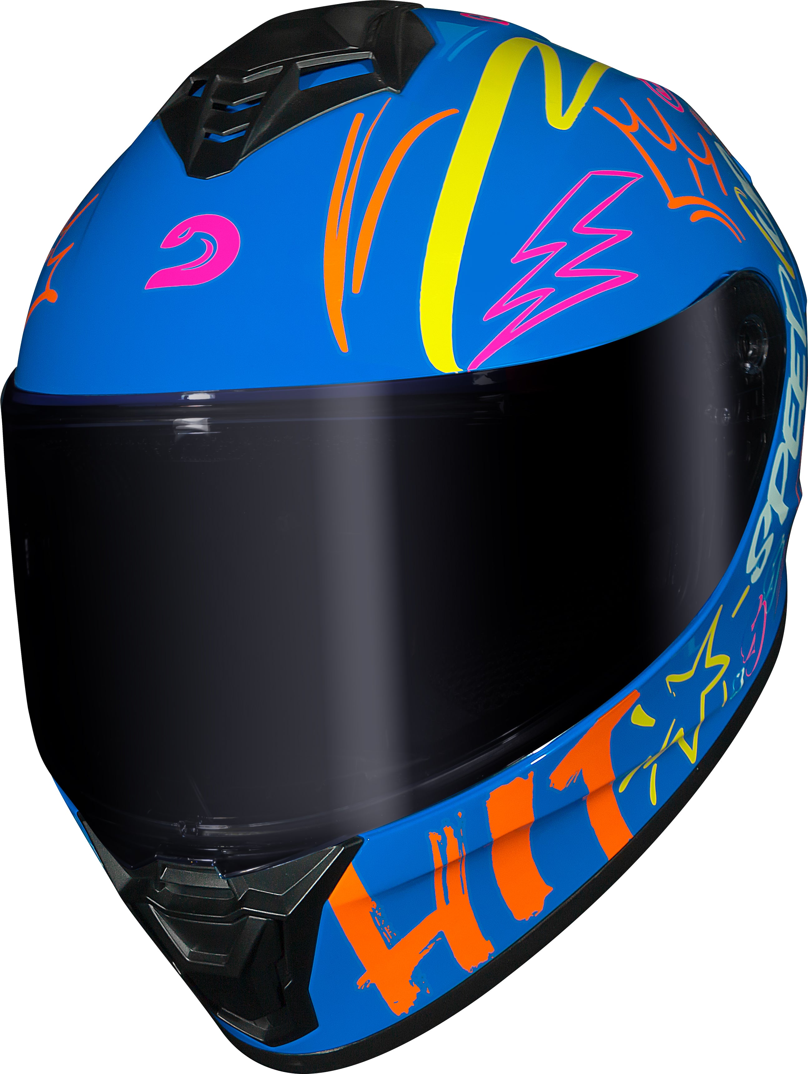 Capacete Race Tech Hit Faster Azul Amarelo