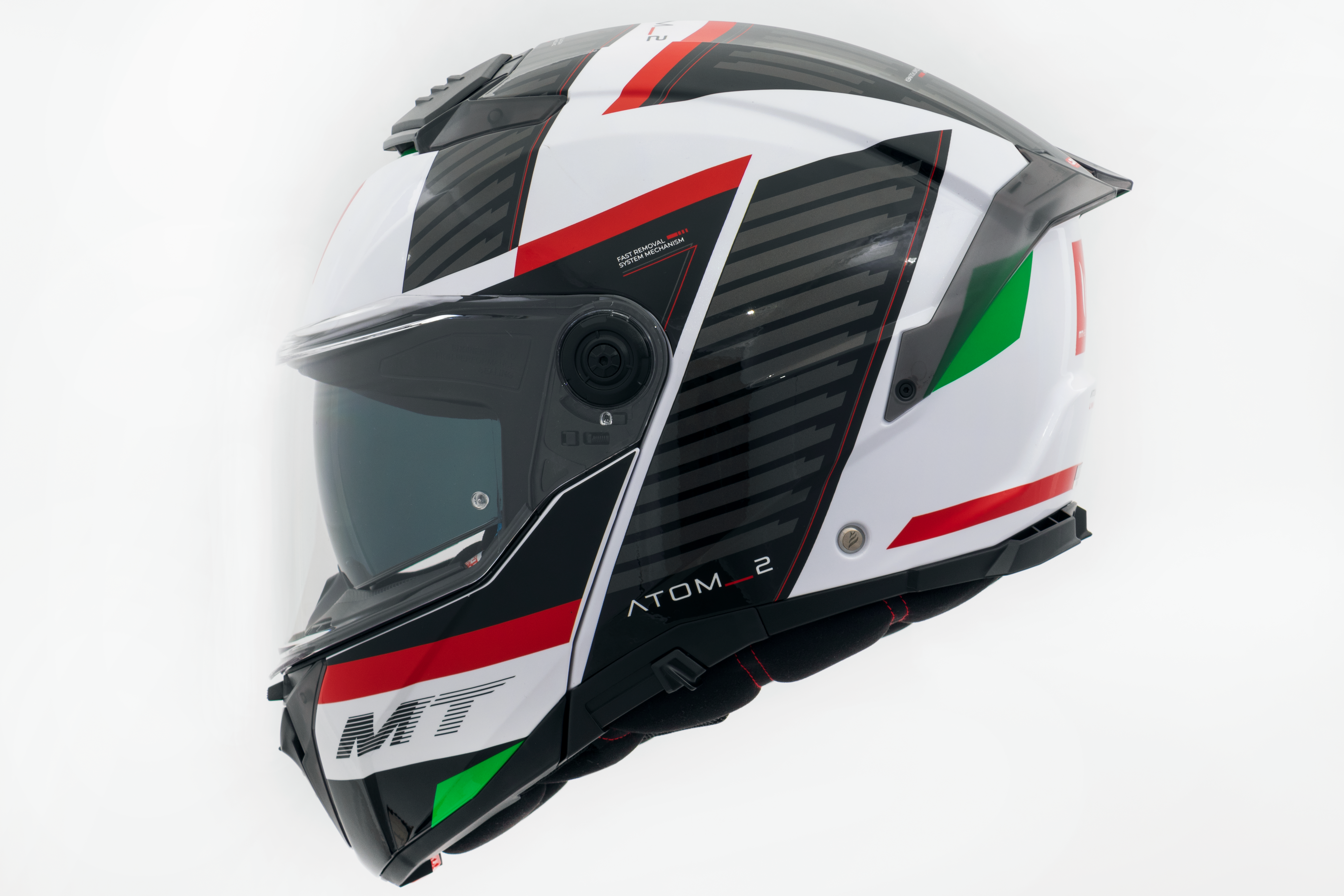 Capacete Mt Helmets Atom 2 SV Linking D5 Branco Vermelho Brilho