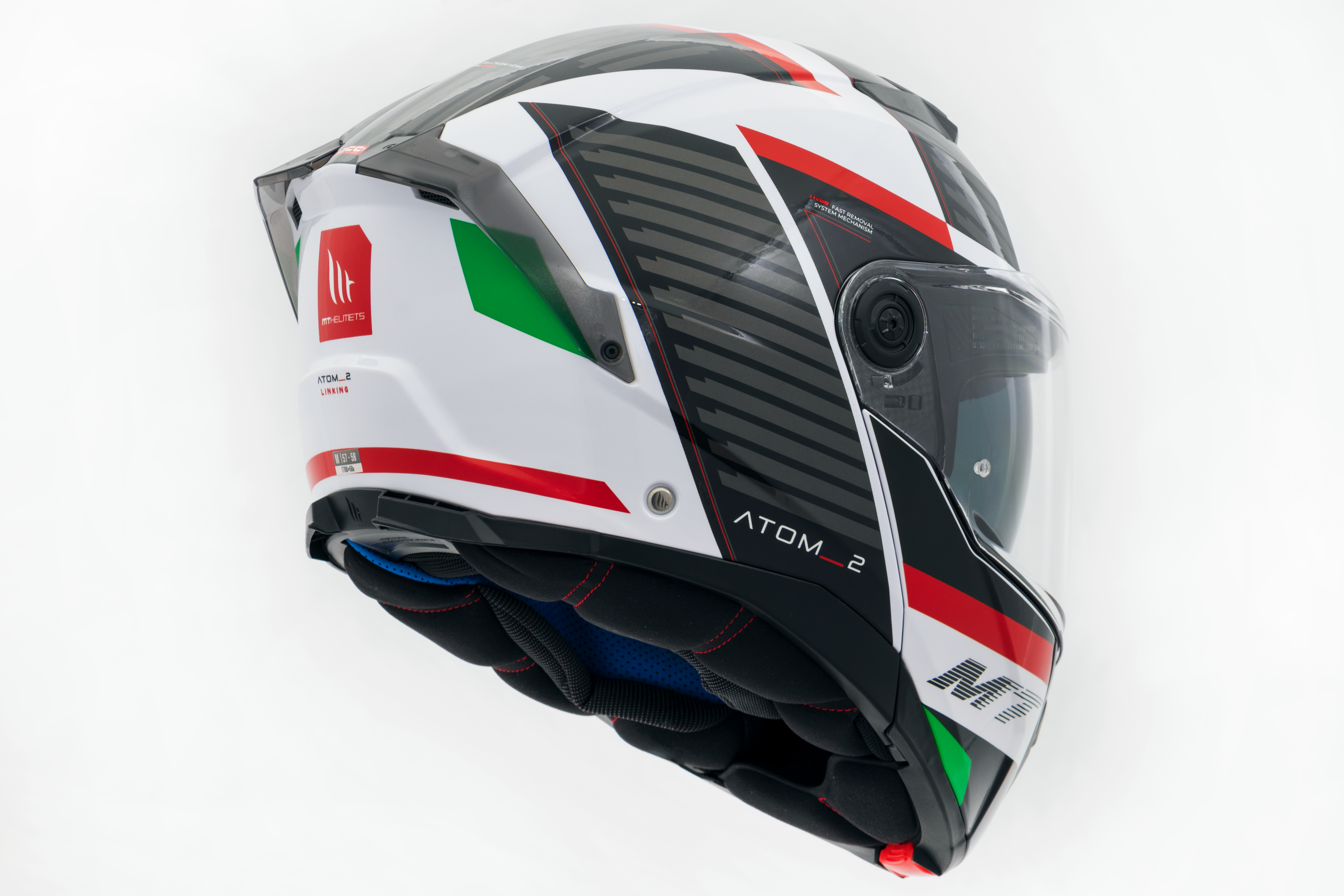 Capacete Mt Helmets Atom 2 SV Linking D5 Branco Vermelho Brilho