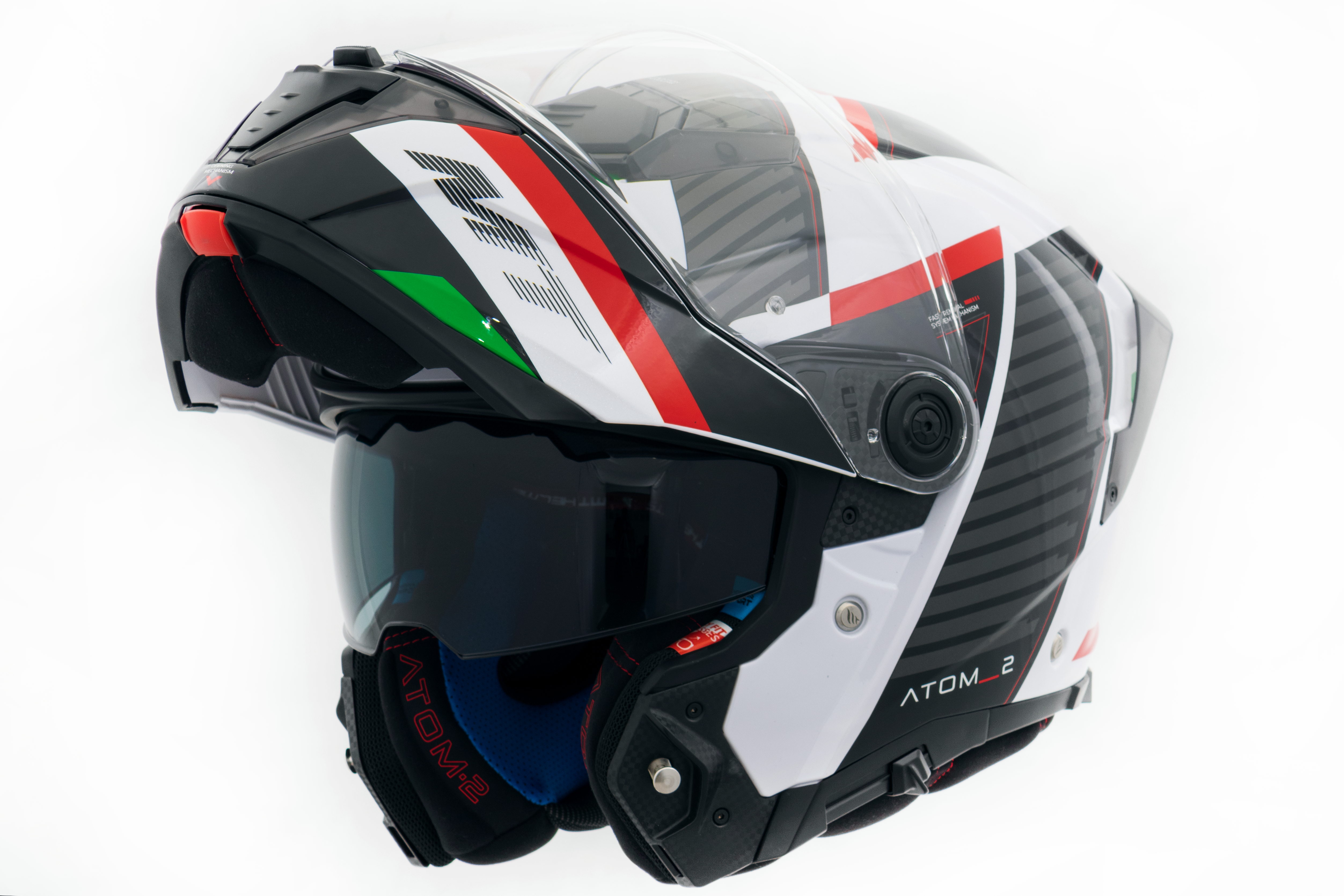 Capacete Mt Helmets Atom 2 SV Linking D5 Branco Vermelho Brilho