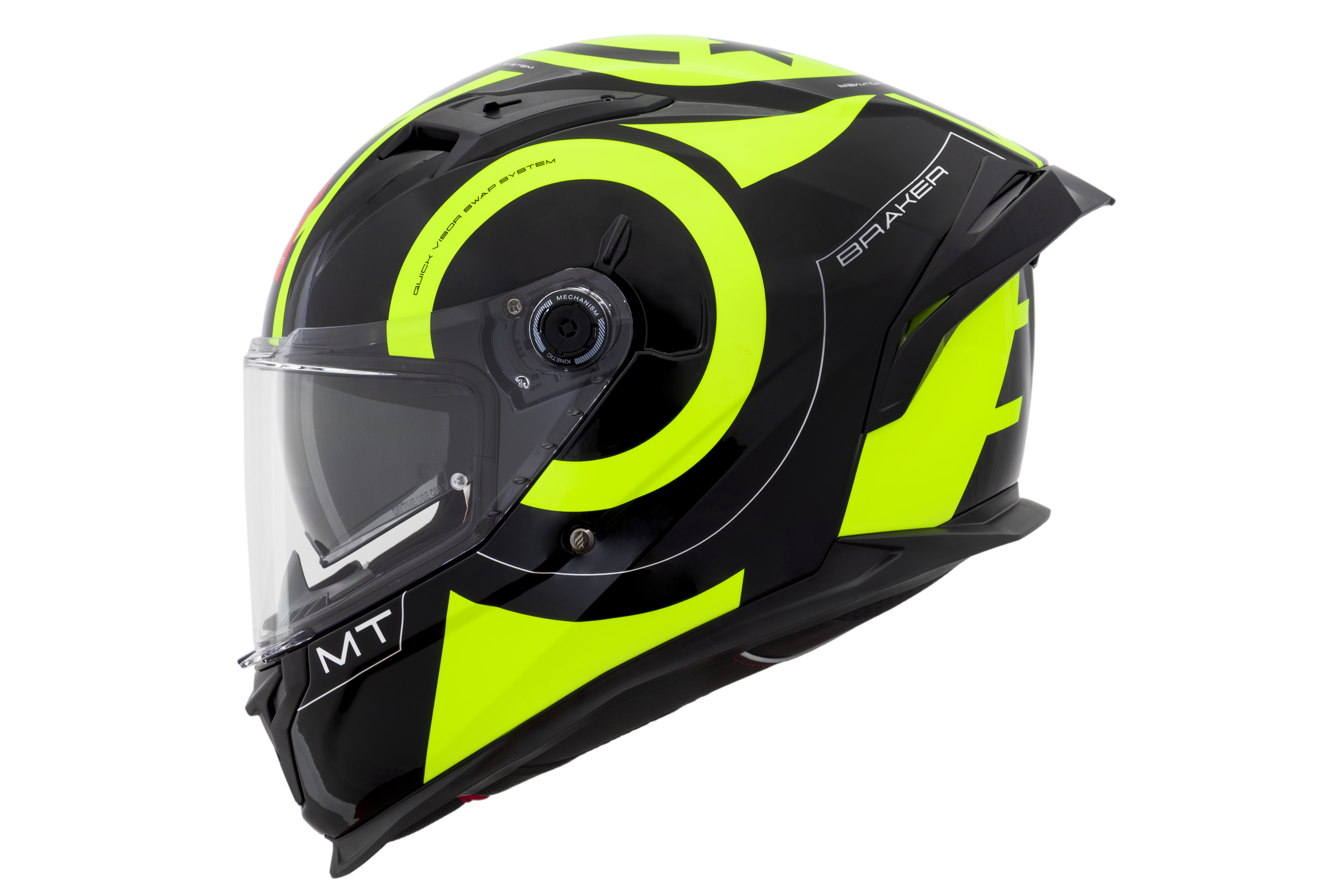 Capacete Mt Helmets Braker SV Inox A3 Preto Amarelo Flourescente Brilho