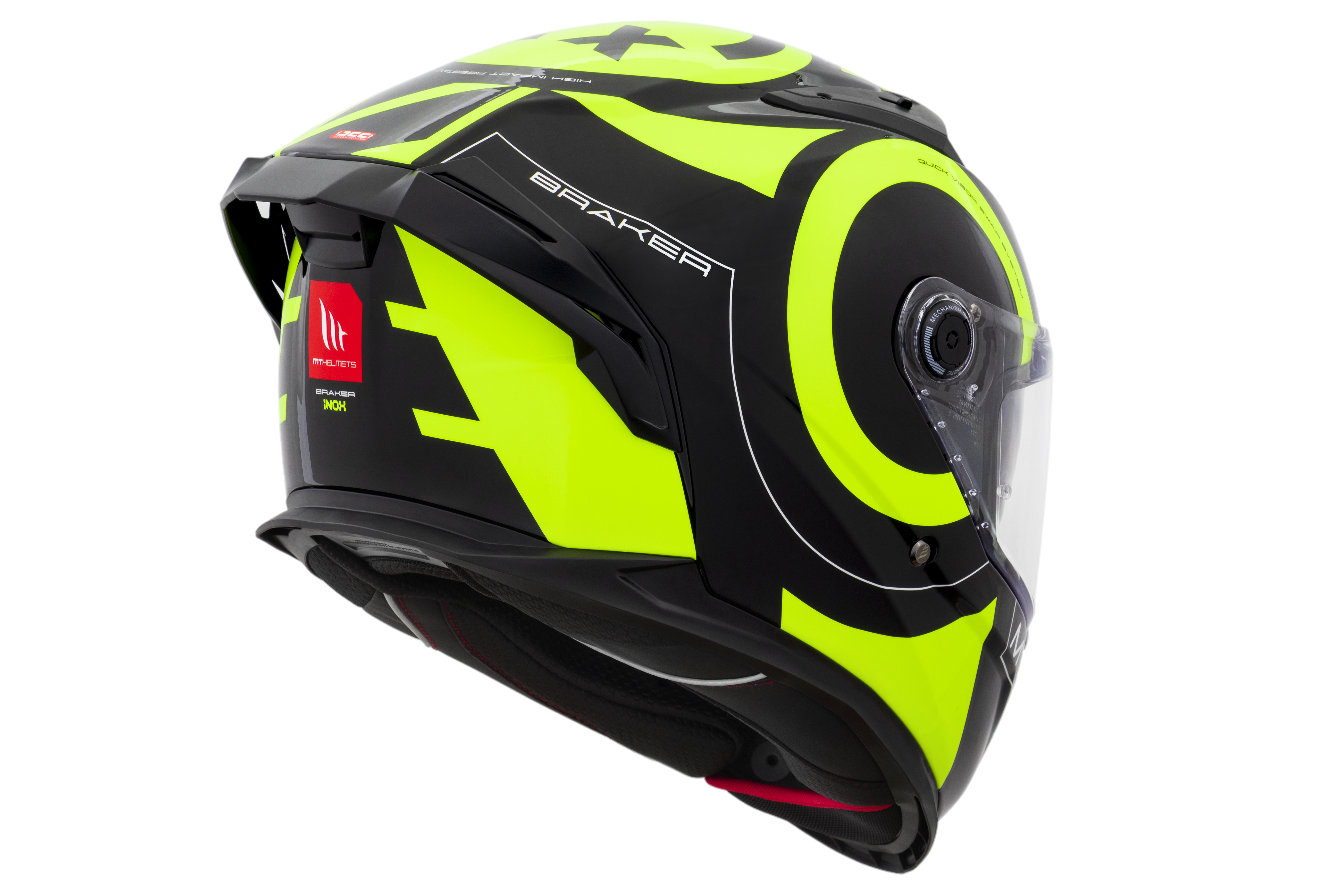 Capacete Mt Helmets Braker SV Inox A3 Preto Amarelo Flourescente Brilho