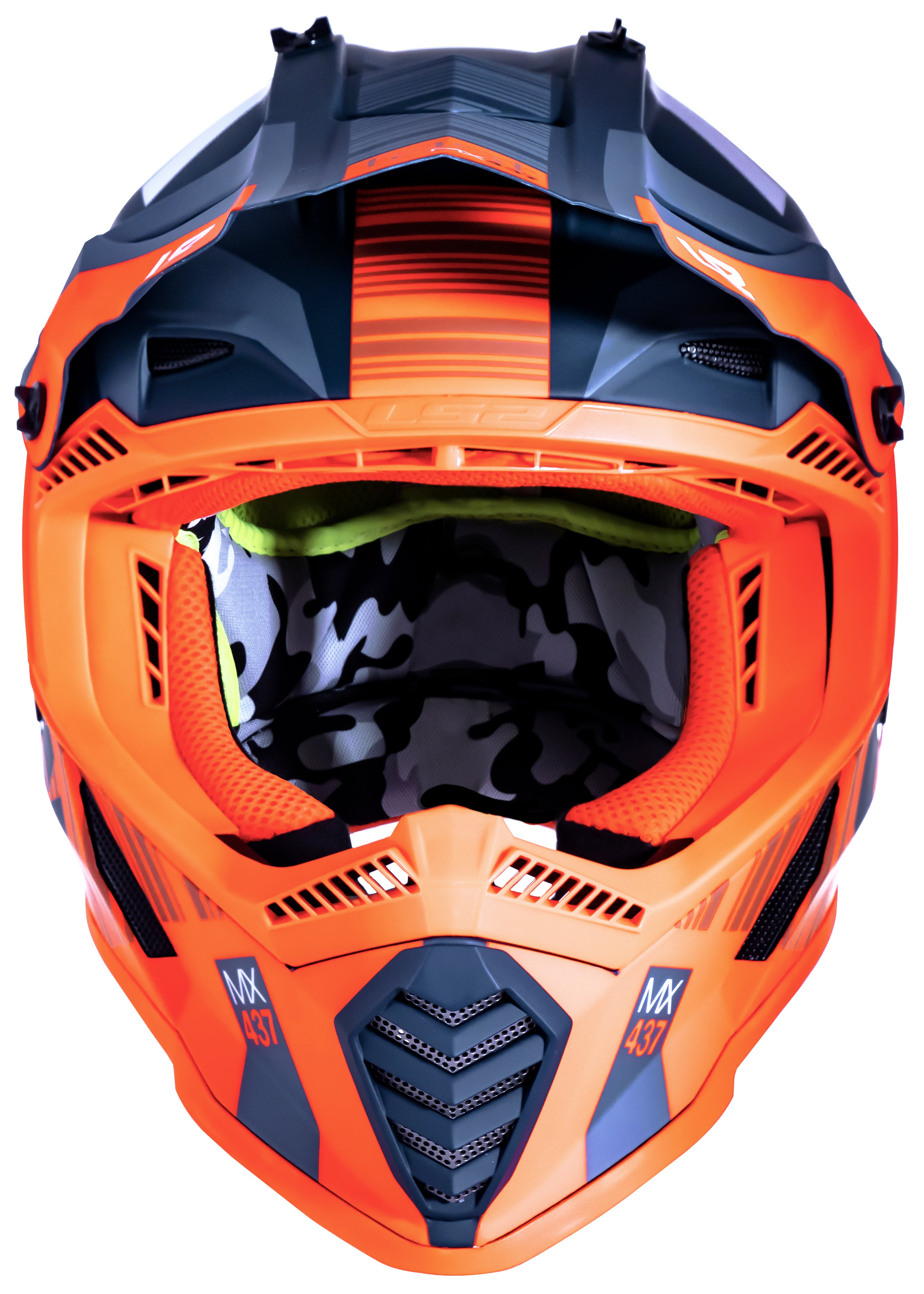 Capacete Ls2 mx437 Fast Evo Xcode Matte Laranja Flourescente