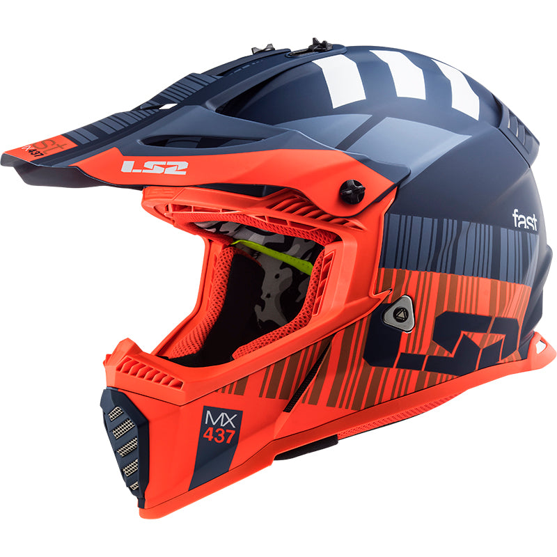 Capacete Ls2 mx437 Fast Evo Xcode Matte Laranja Flourescente