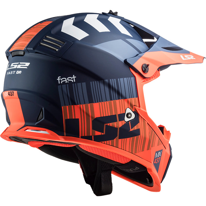 Capacete Ls2 mx437 Fast Evo Xcode Matte Laranja Flourescente