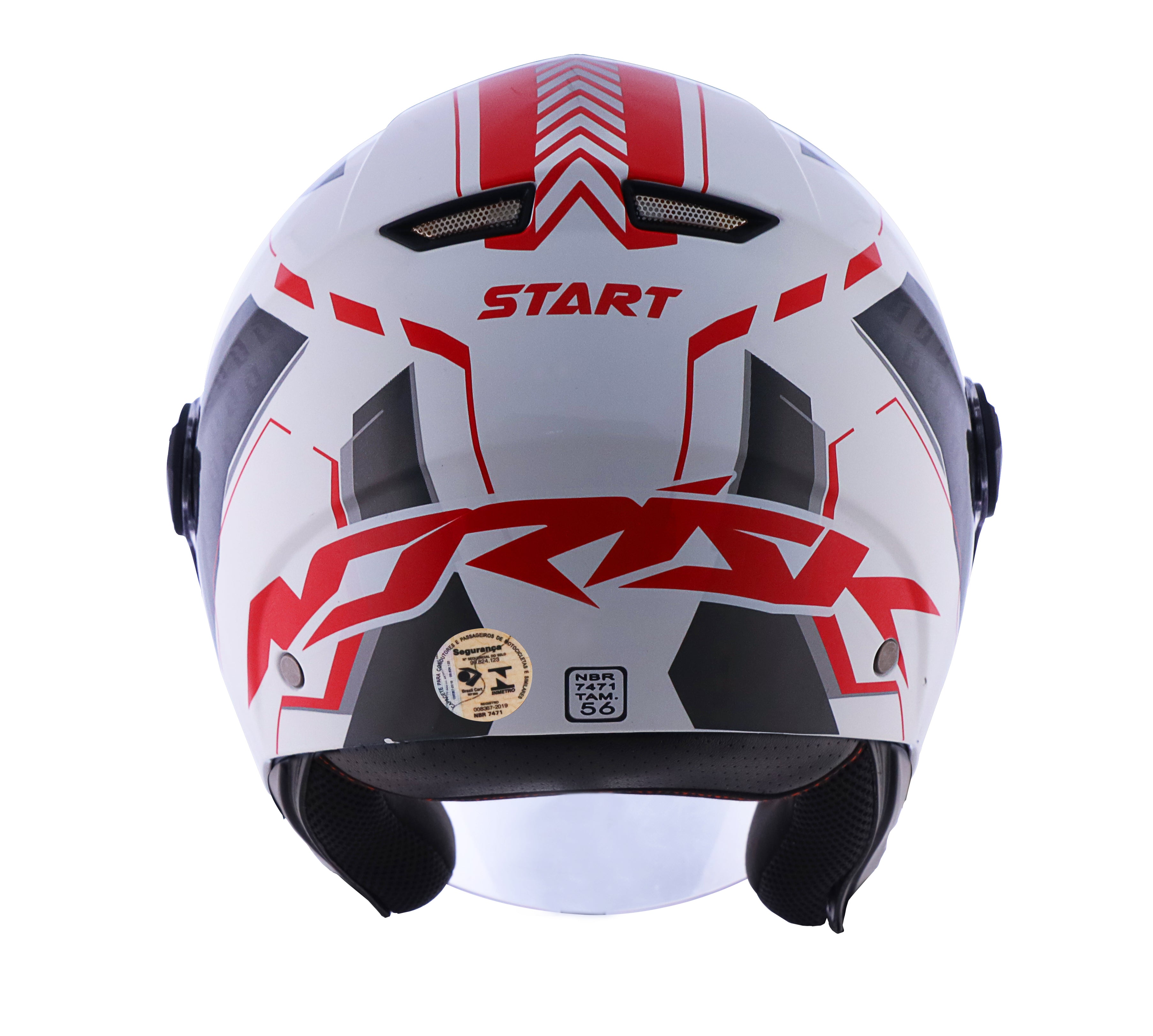 Capacete Norisk Orion Start Branco Cinza Vermelho