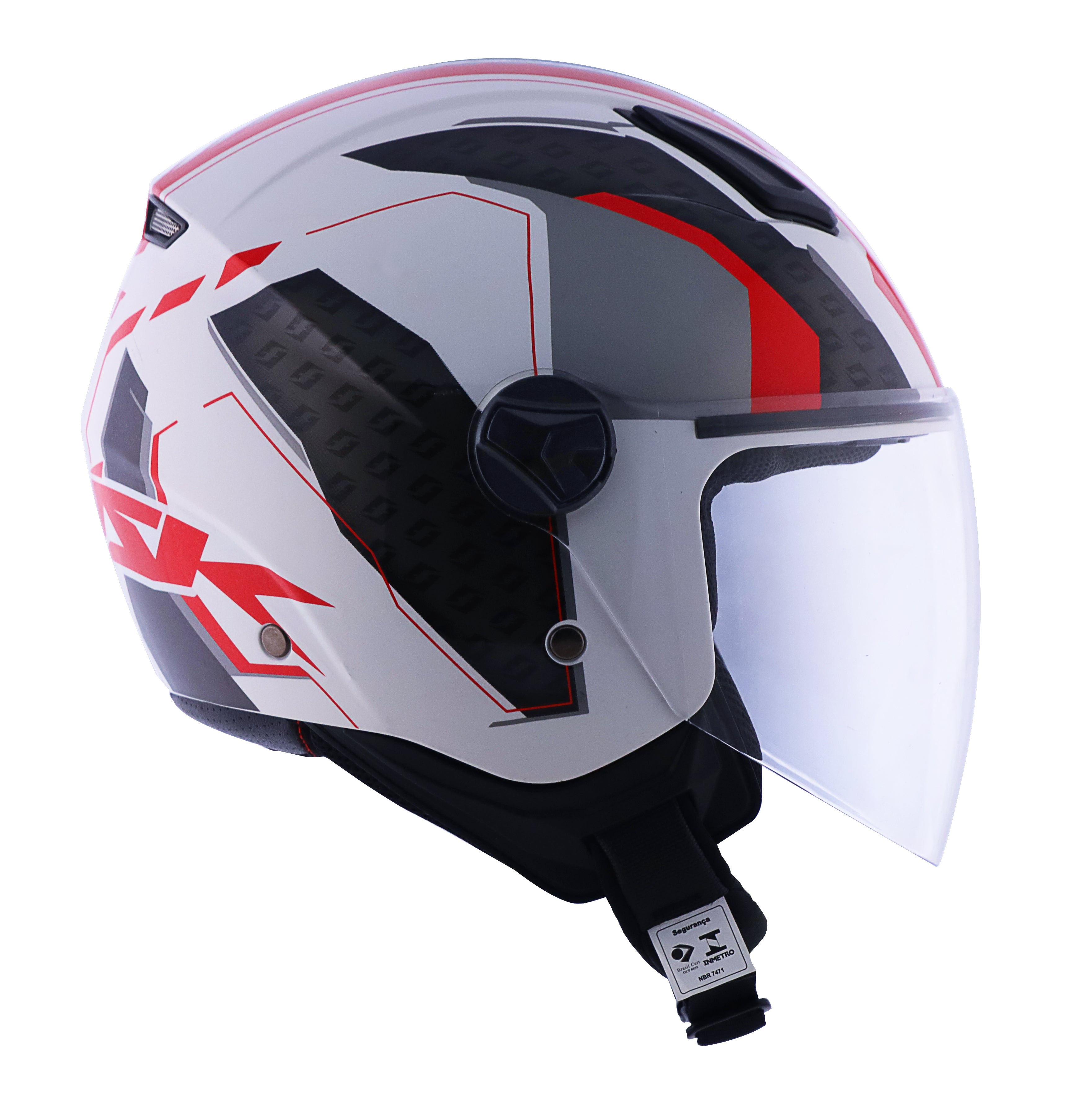 Capacete Norisk Orion Start Branco Cinza Vermelho