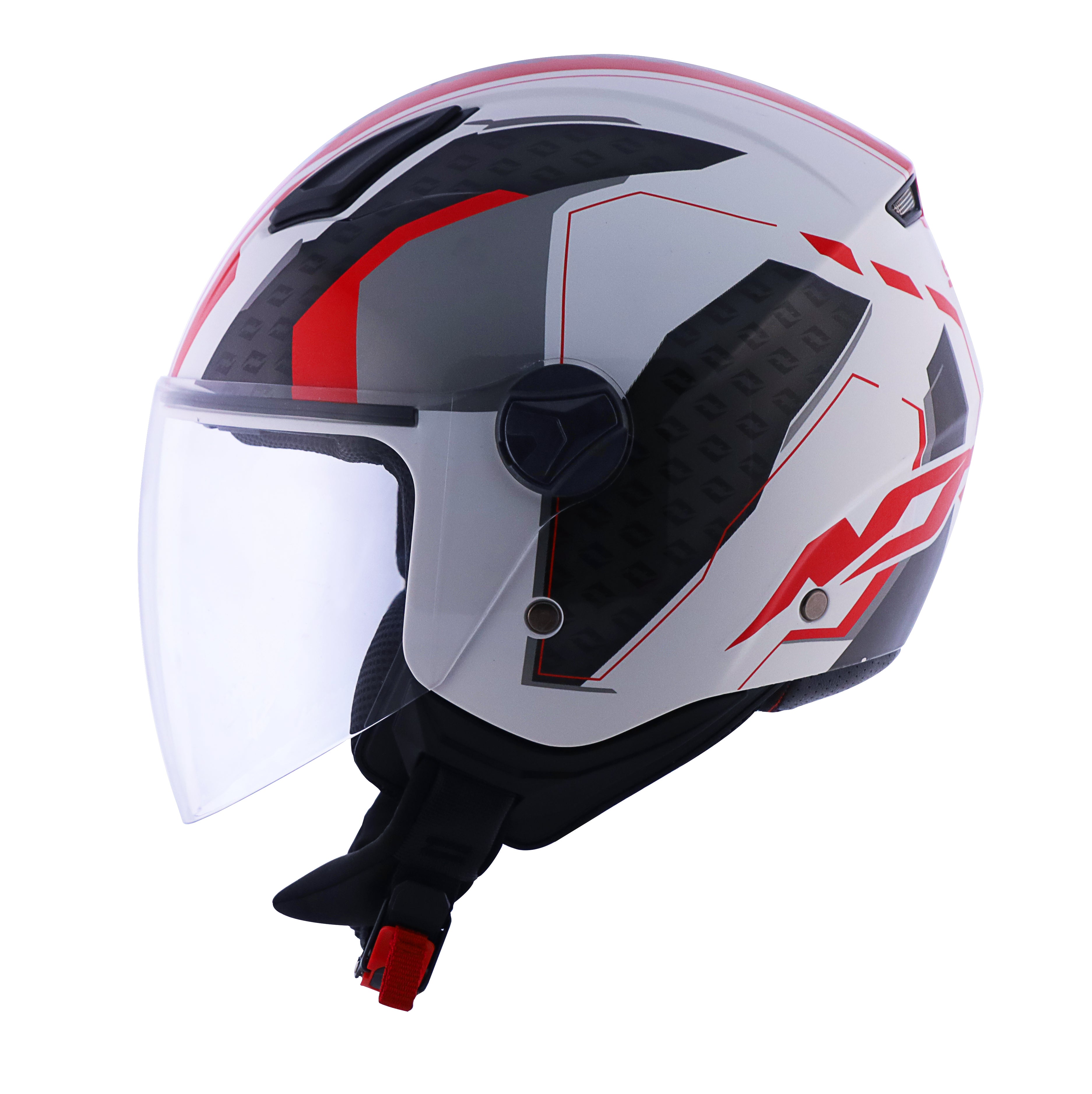 Capacete Norisk Orion Start Branco Cinza Vermelho