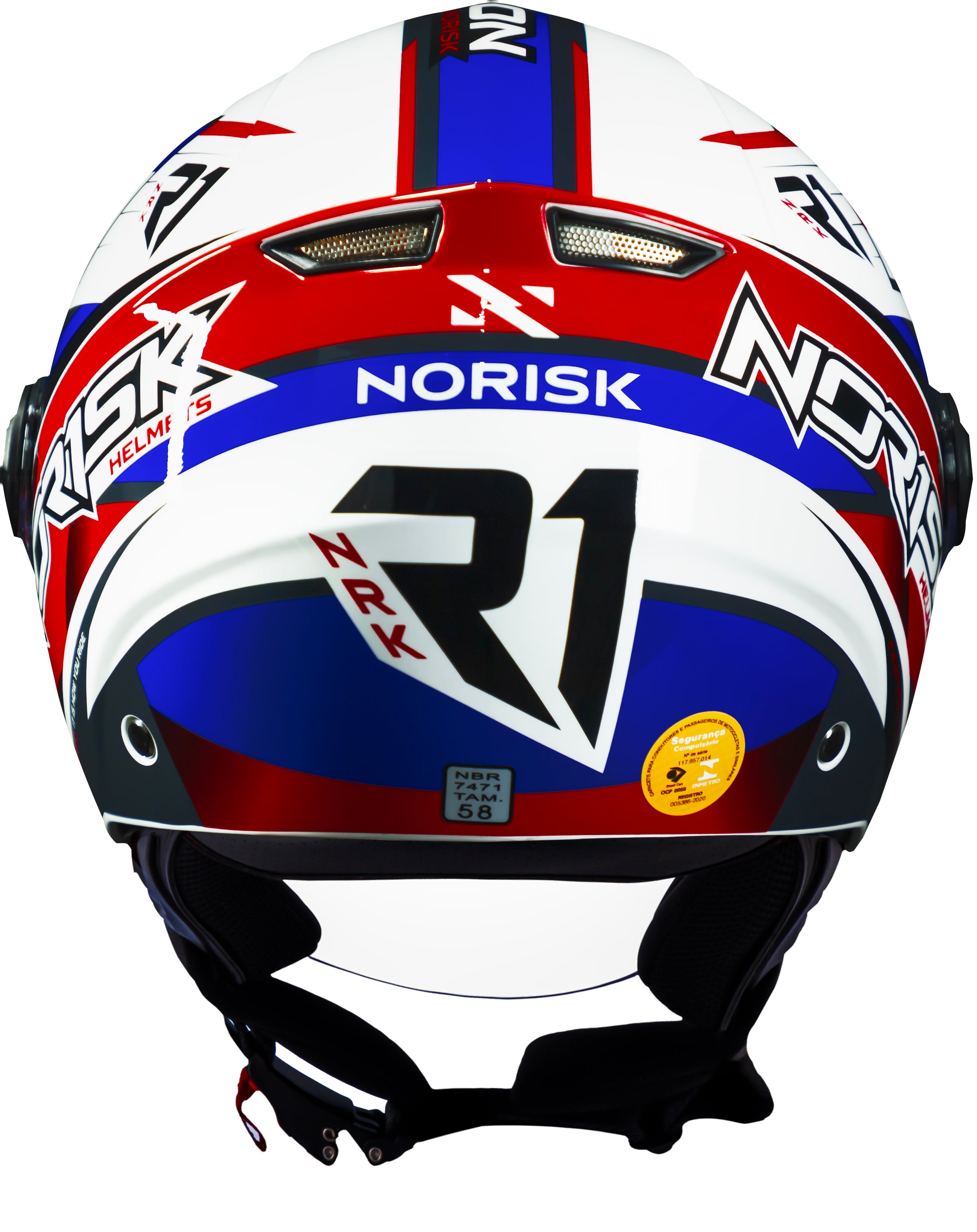 Capacete Norisk Orion R1 Branco Vermelho Azul