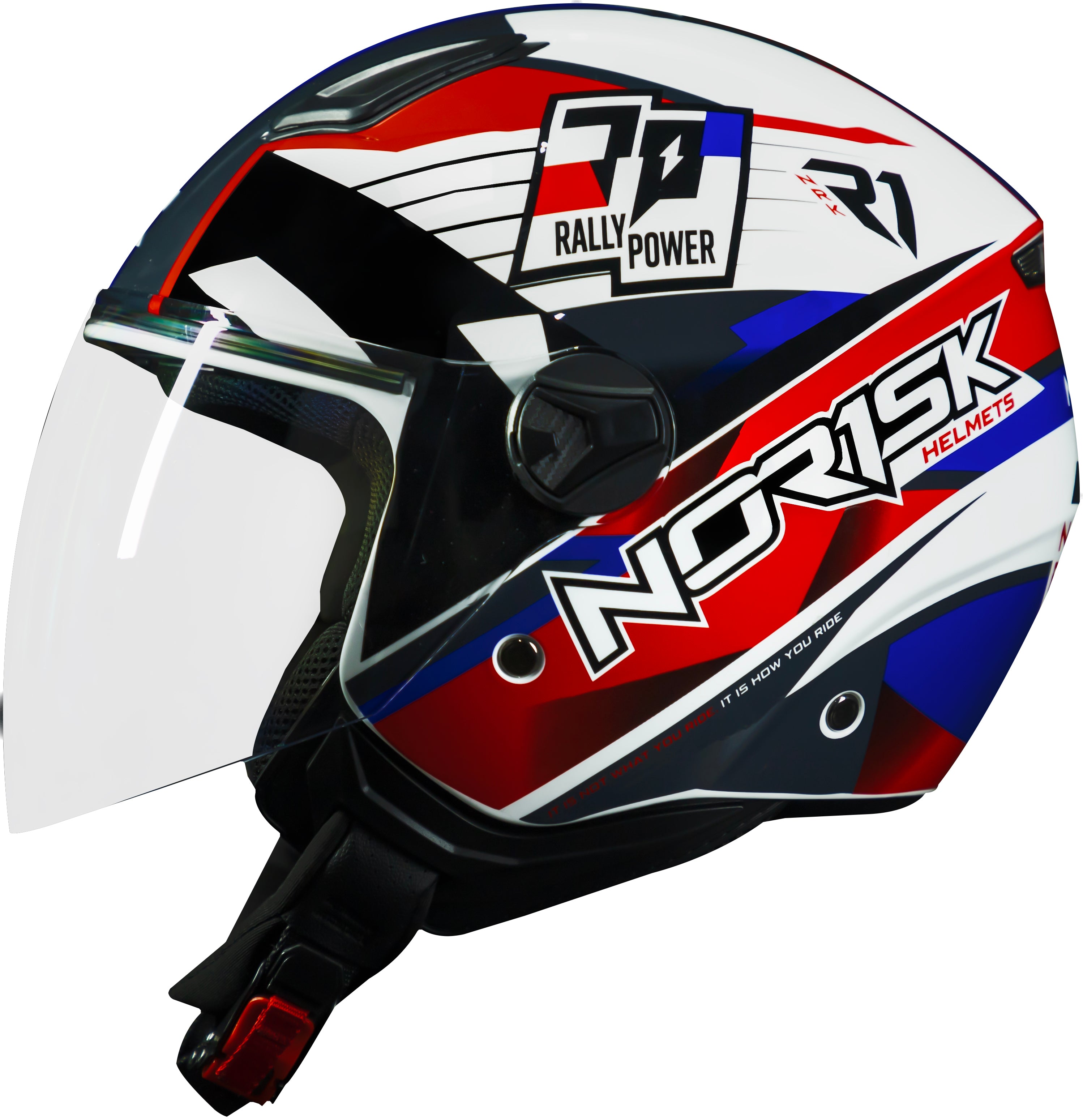 Capacete Norisk Orion R1 Branco Vermelho Azul