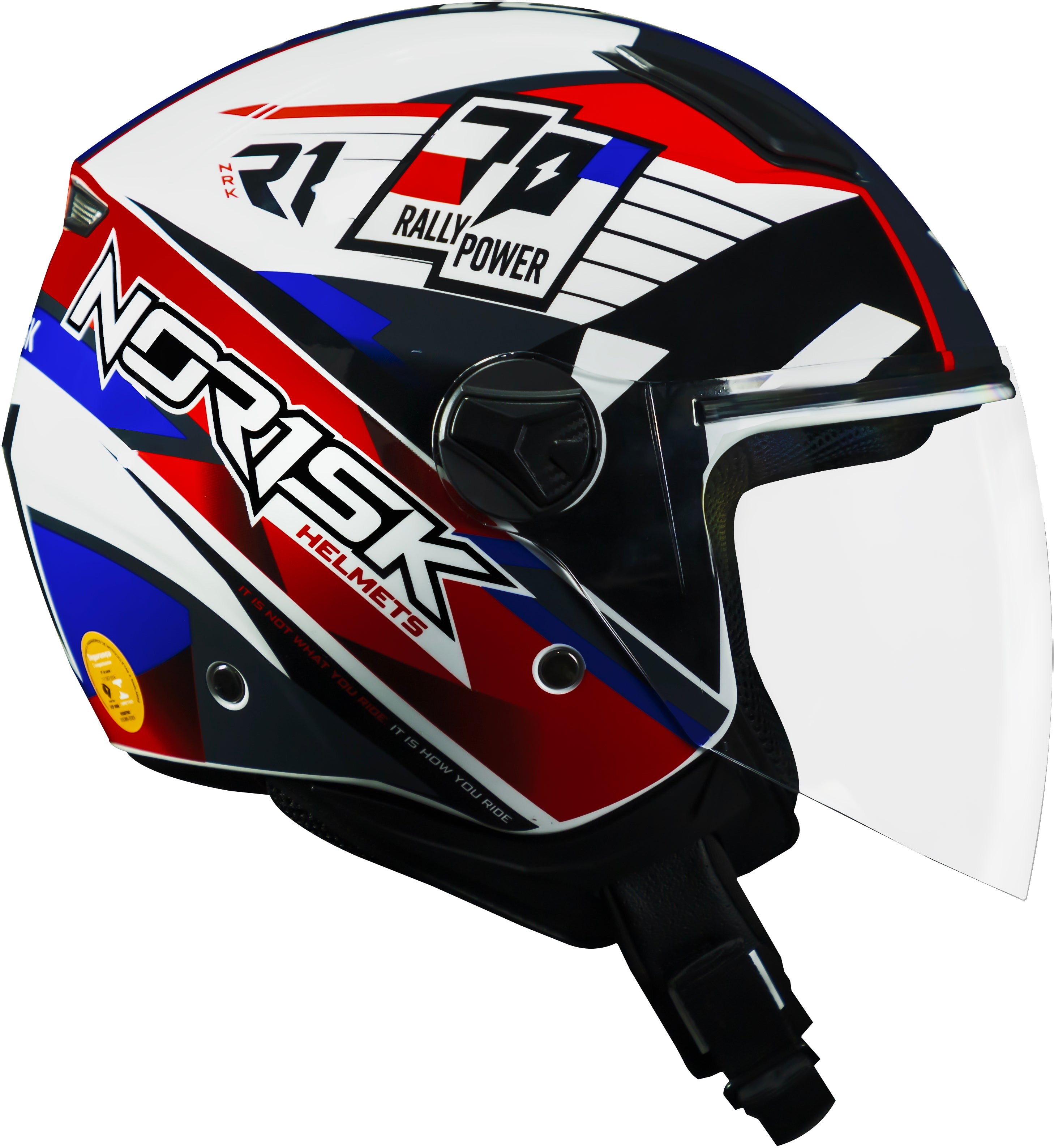 Capacete Norisk Orion R1 Branco Vermelho Azul